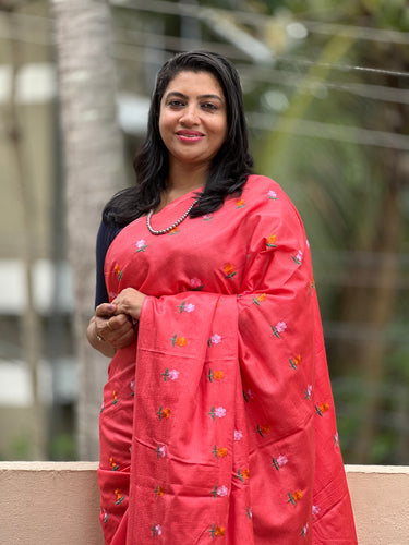 Floral Embroidered Check Kota Saree | NHH361