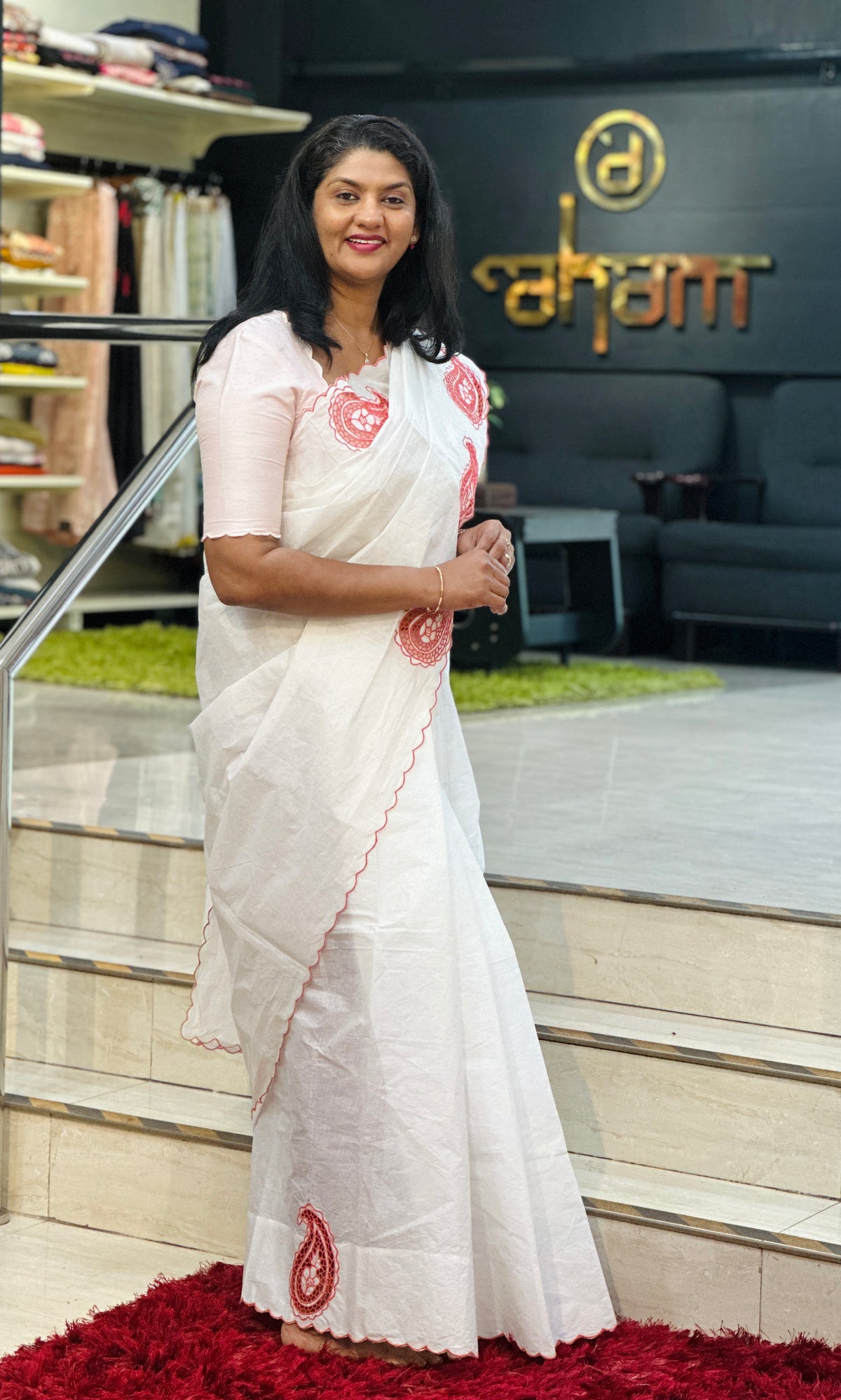 Paisley Twine Cut Work Organdy Saree | TC519