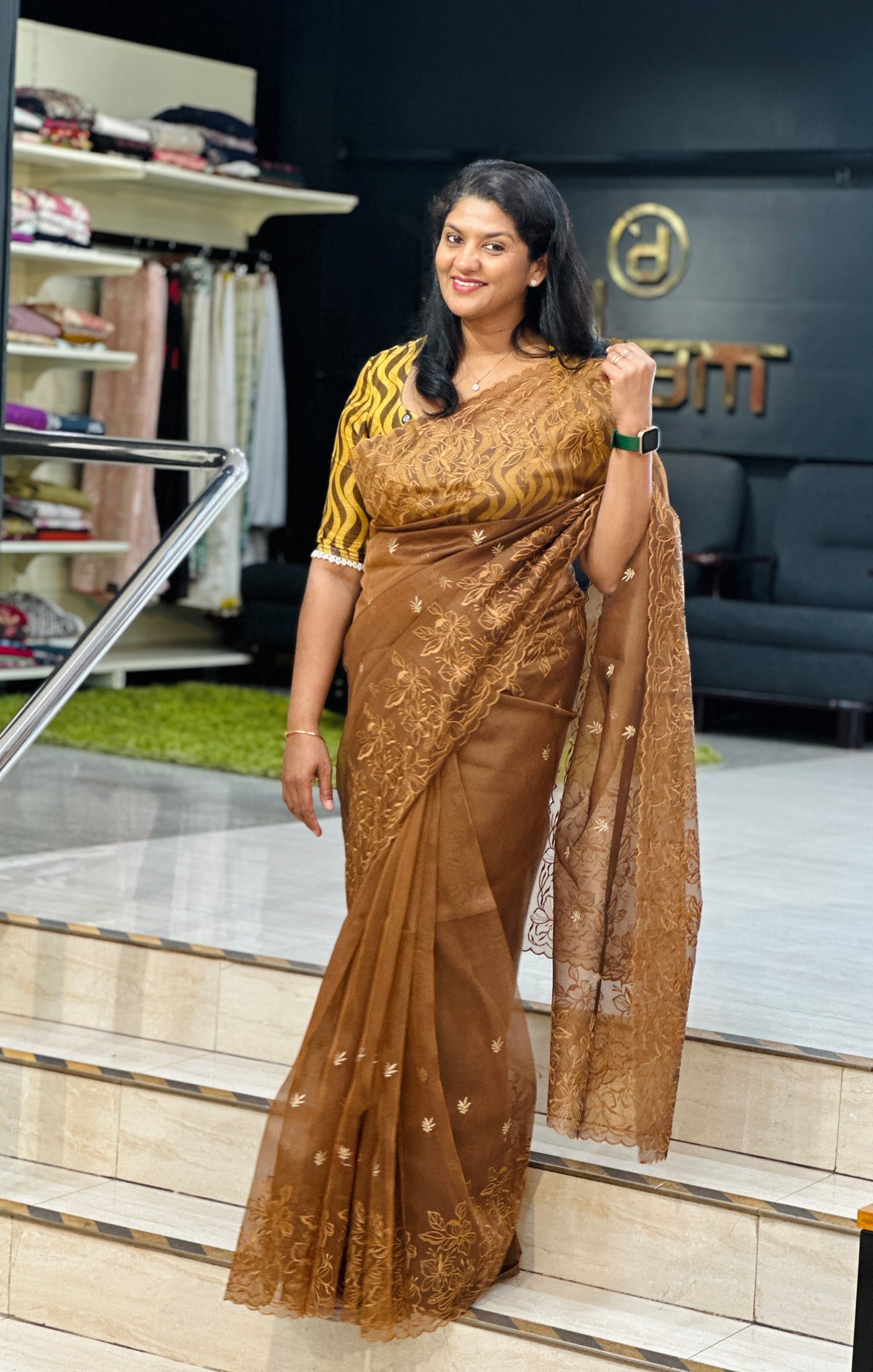 Floral Embroidered Organza Saree | ZSS528