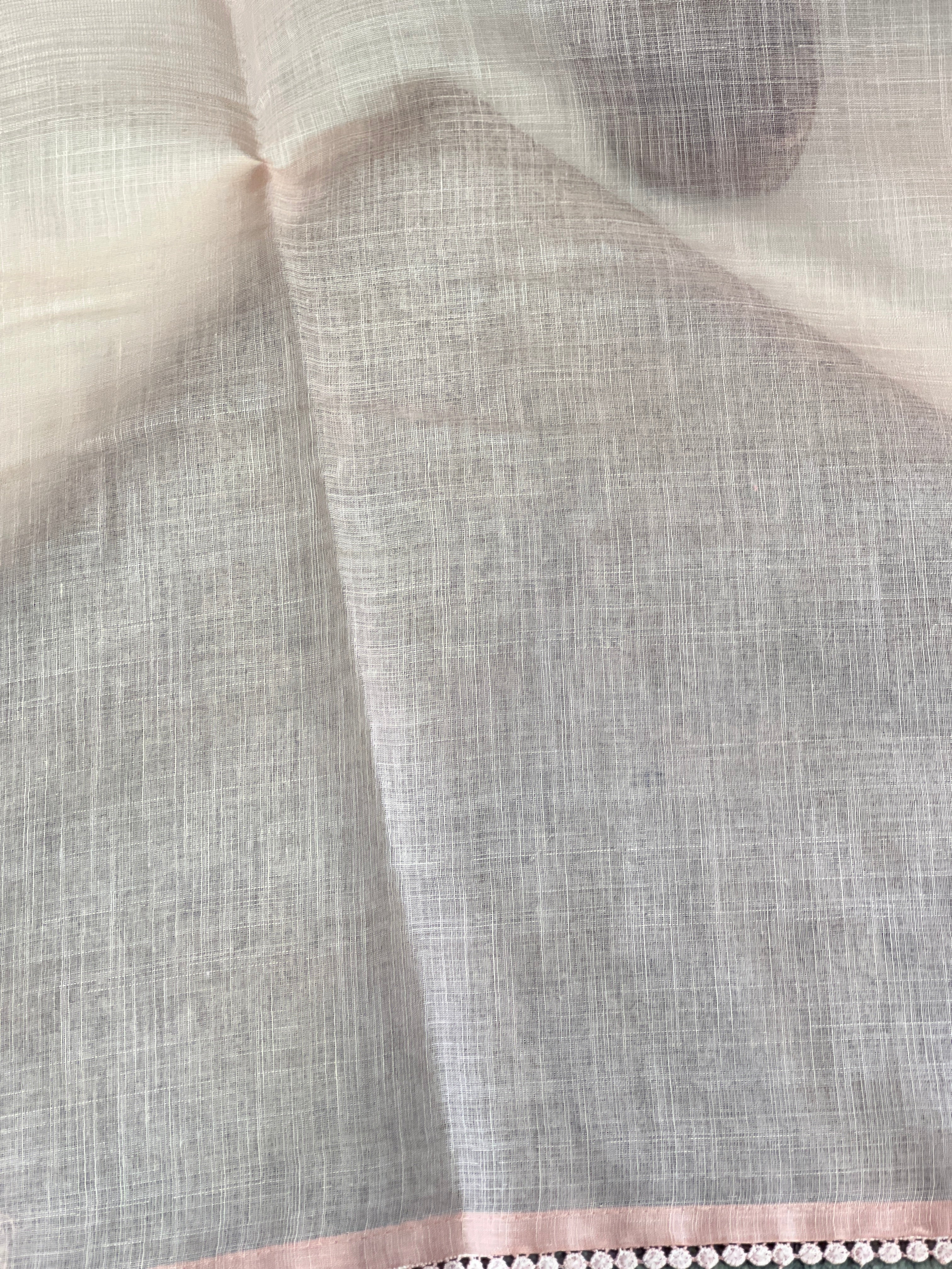 Floral Embroidery Detailed Linen-Cotton Saree | BLD1947