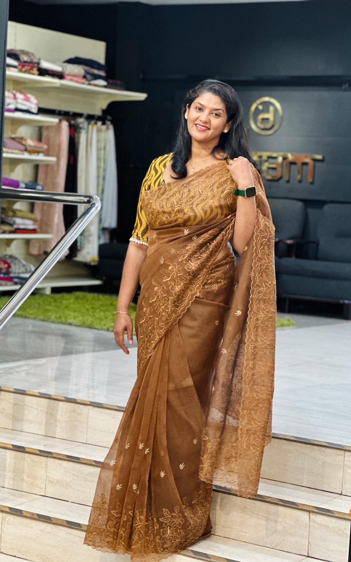 Floral Embroidered Organza Saree | ZSS528