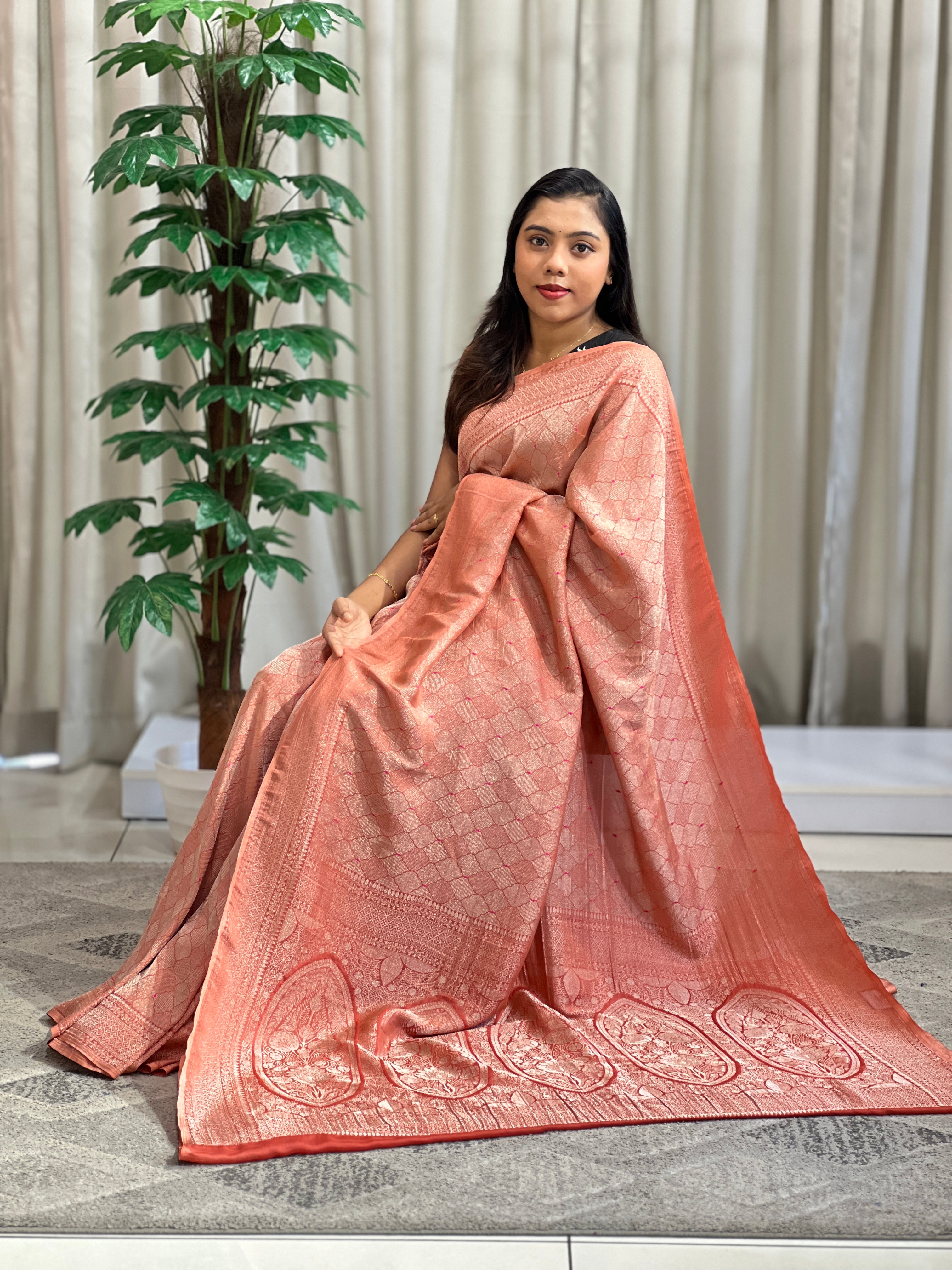 Traditional Meenakari Buta Georgette Banarasi Saree | YNG1276