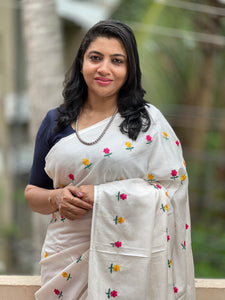 Floral Embroidered Check Kota Saree | NHH362