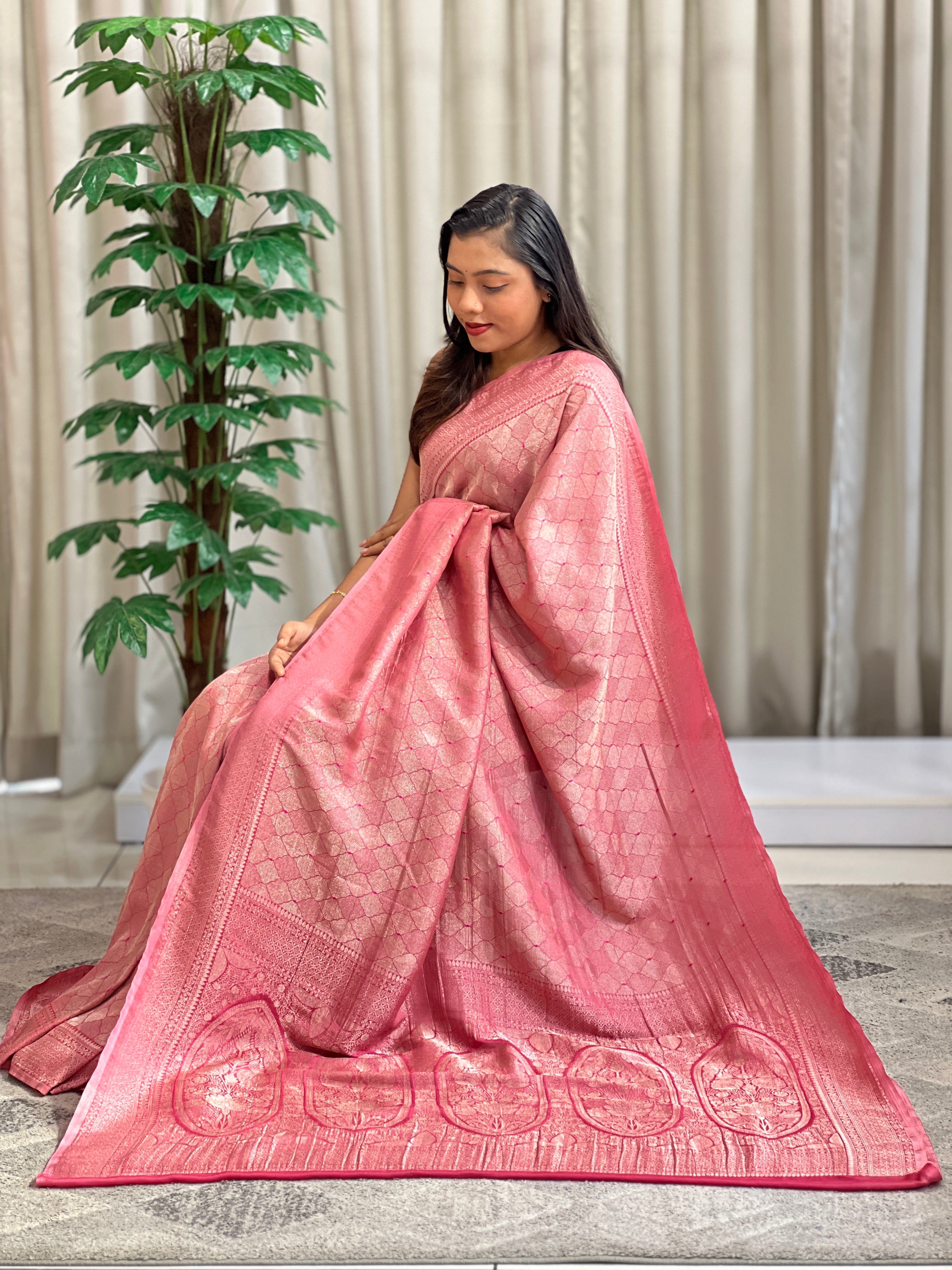 Traditional Meenakari Buta Georgette Banarasi Saree | YNG1275