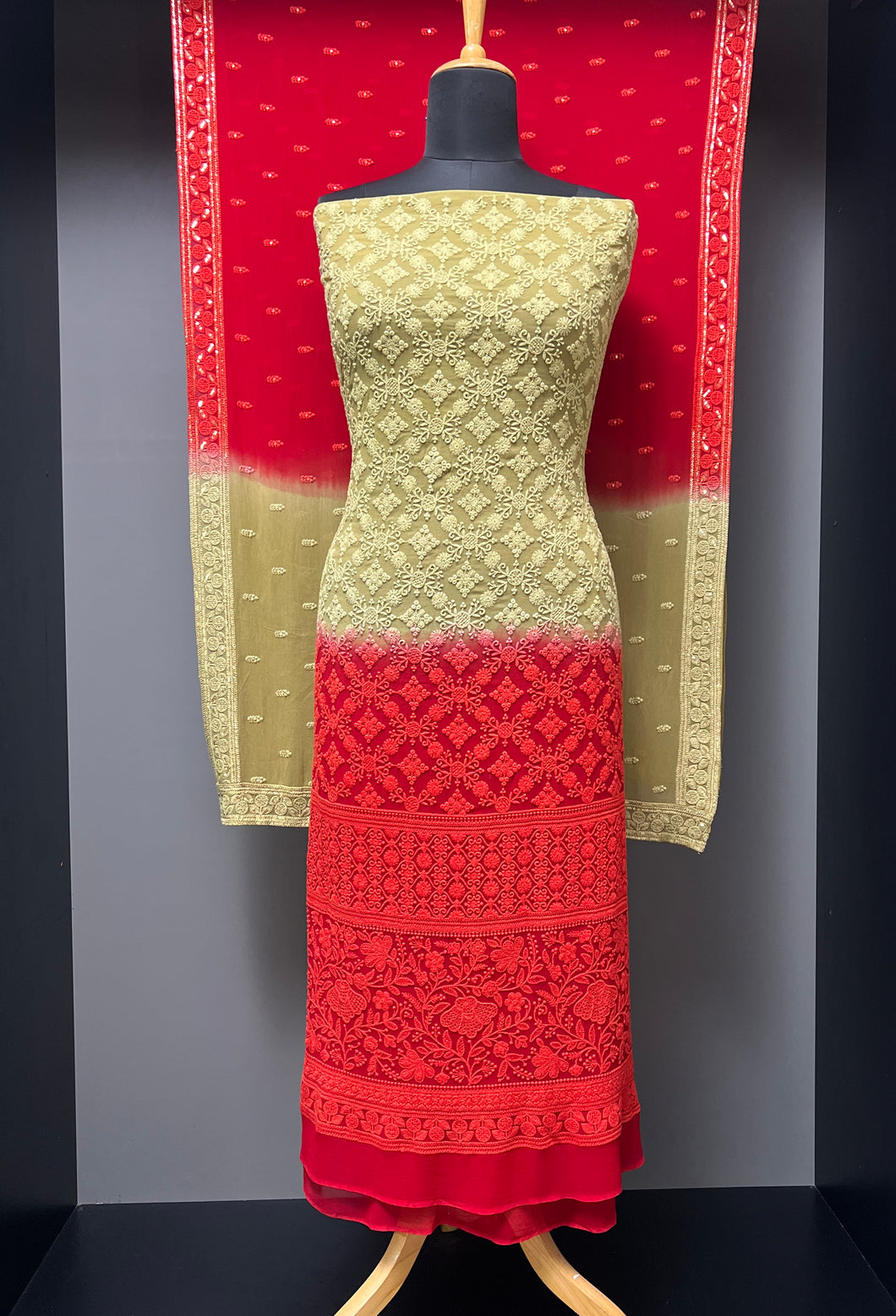Machine Embroidered Georgette Salwar Set (Without Bottom) | FF152