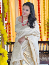Check & Line Patterned Tissue Weaved Semi Silk Saree | HT214