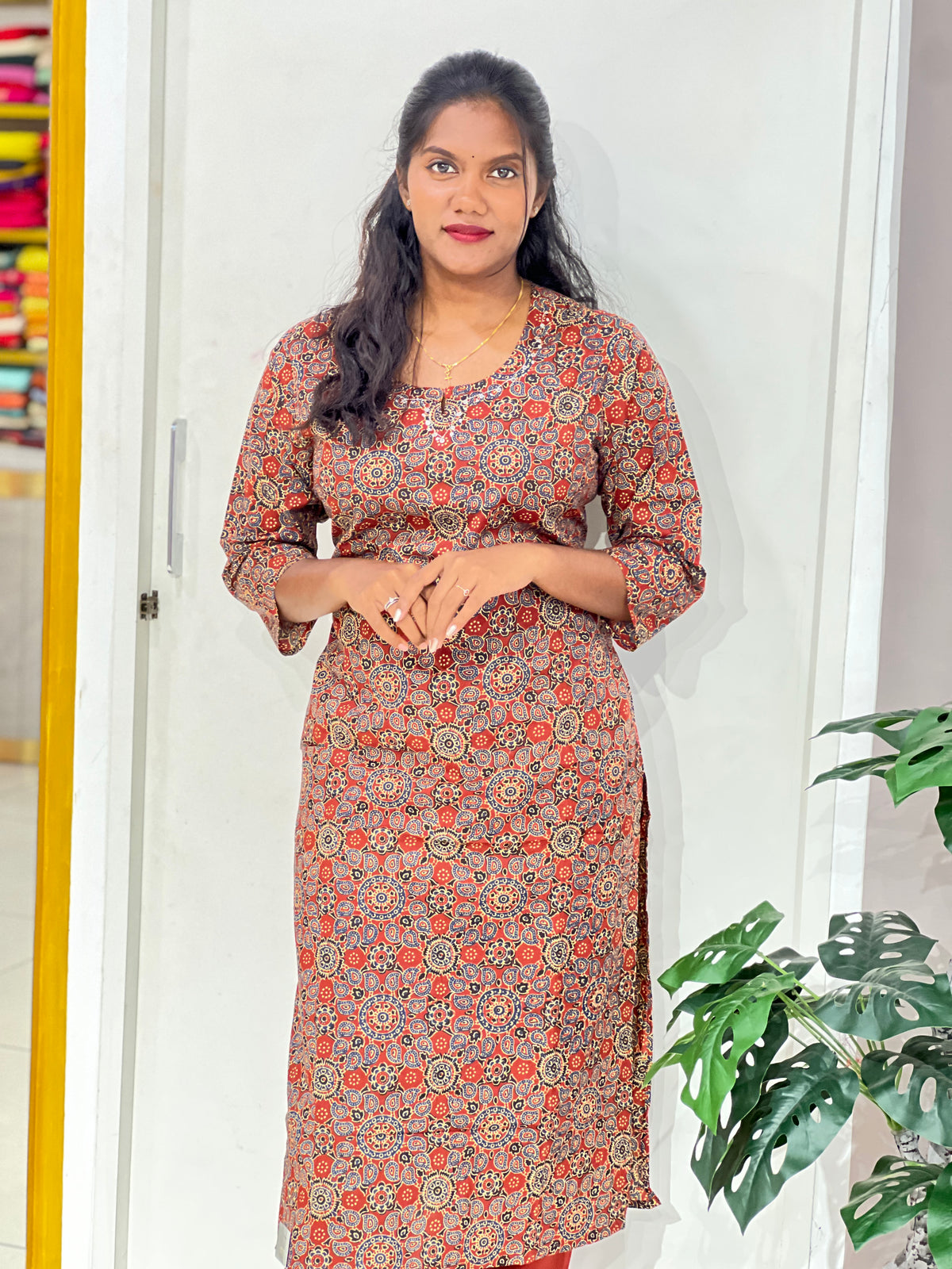 Ajrakh Printed Cotton Kurta | JPL104