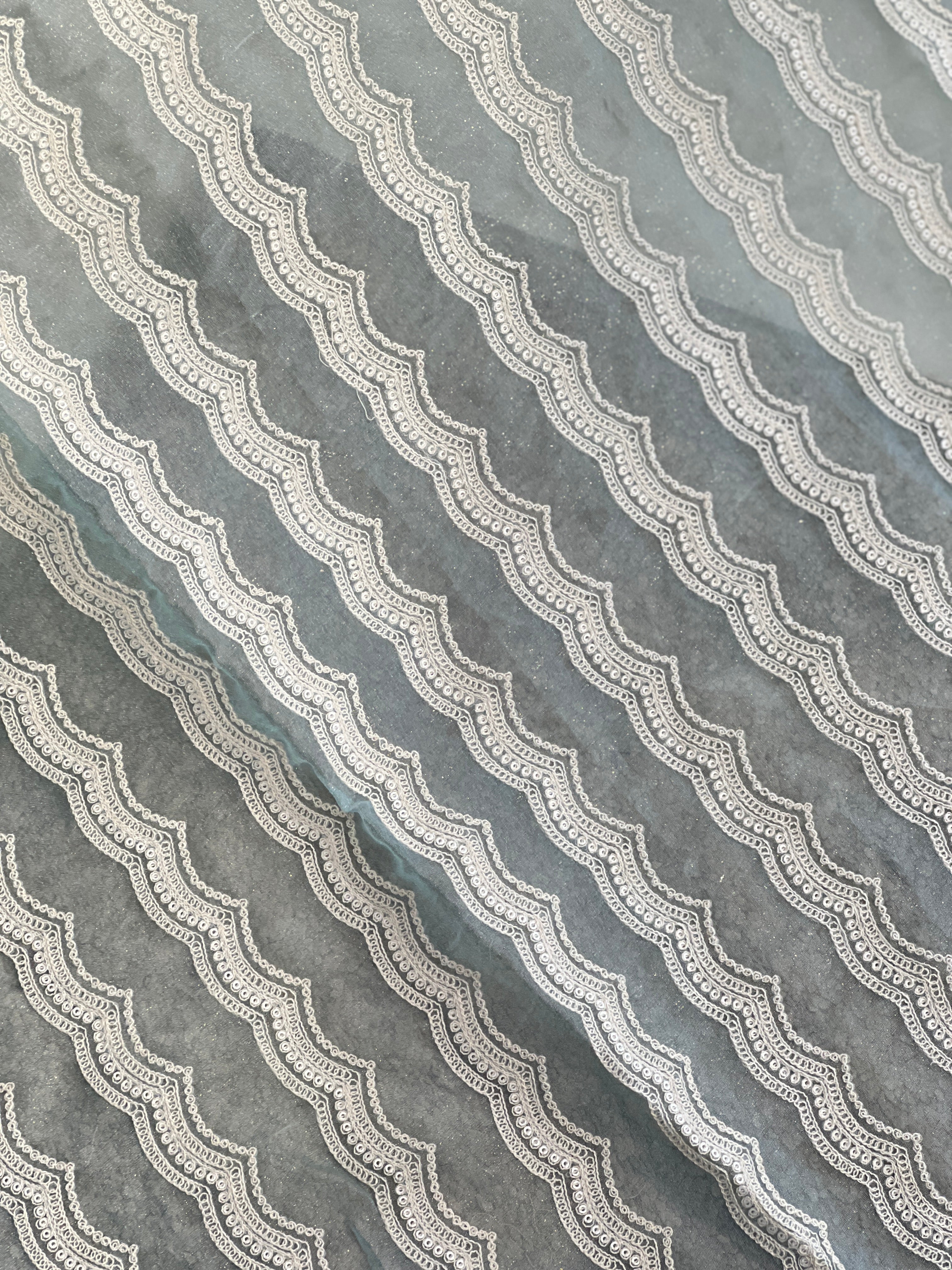 Machine Embroidery Detailed Crushed Shimmer Organza Saree | BLD2001