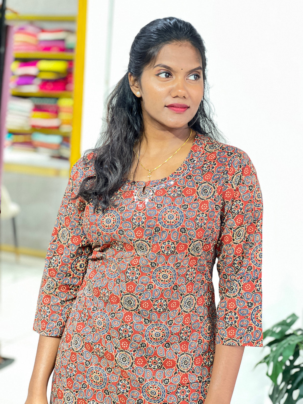Ajrakh Printed Cotton Kurta | JPL104