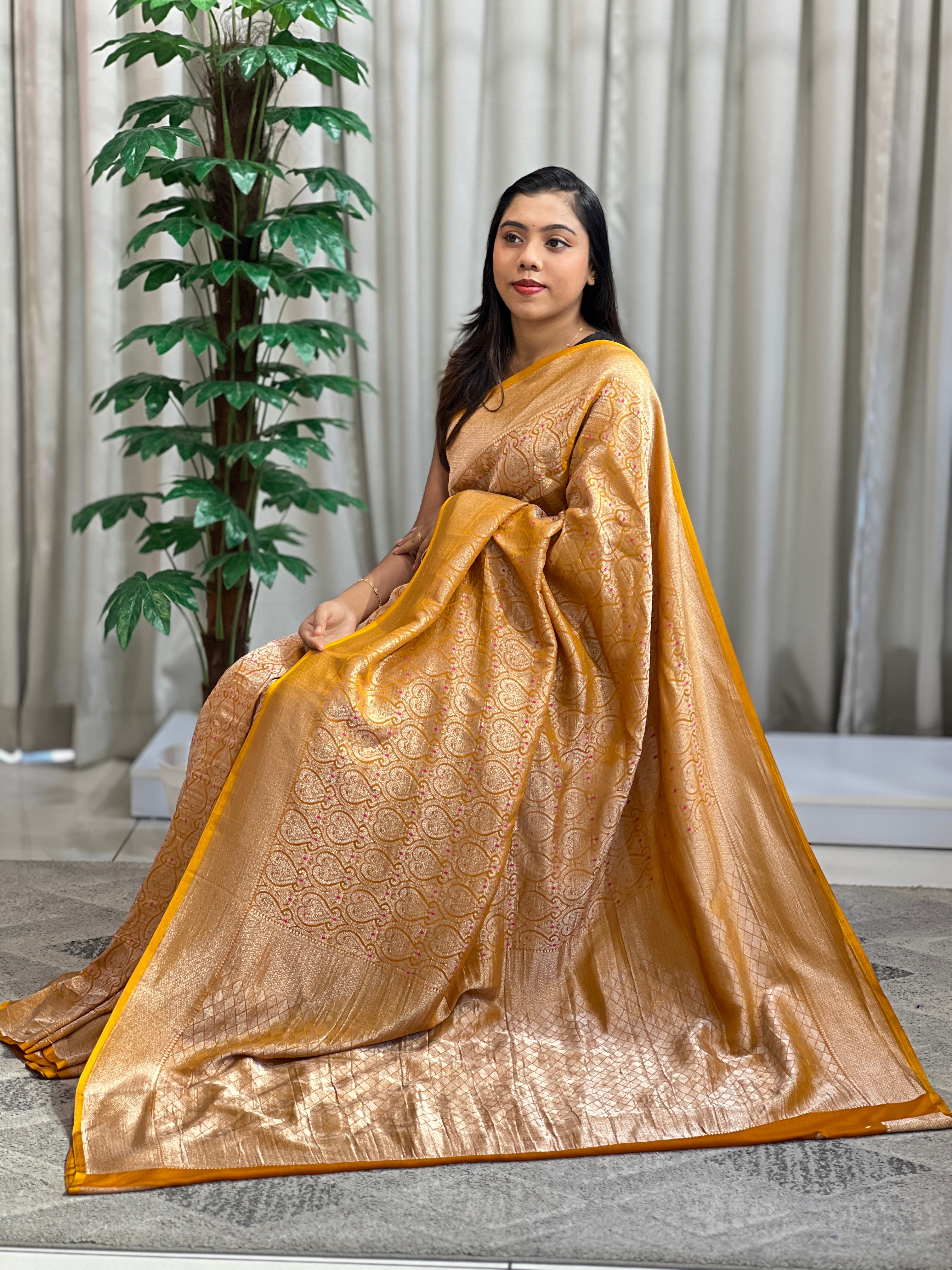 Traditional Meenakari Buta Georgette Banarasi Saree |YNG1280