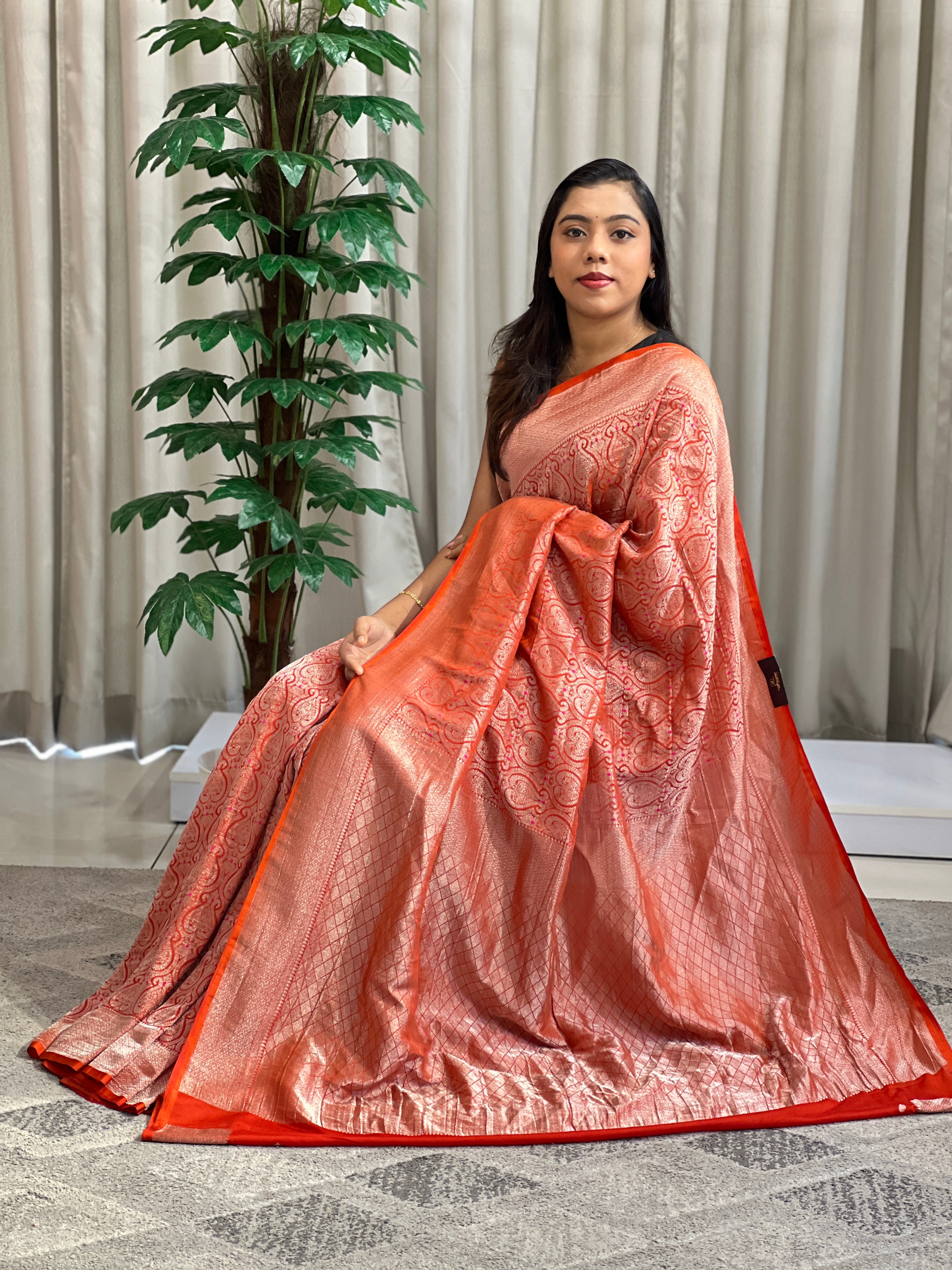 Traditional Meenakari Buta Georgette Banarasi Saree | YNG1281