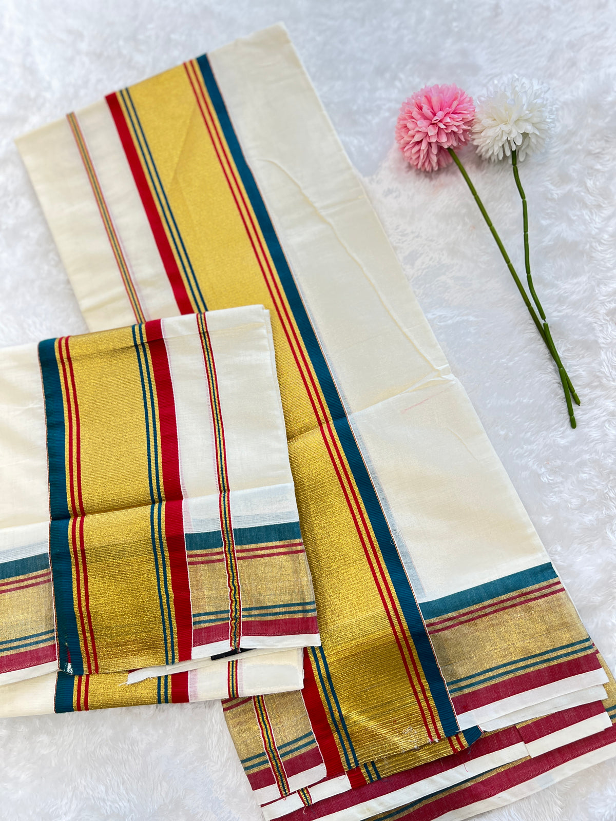 Double Border Pattern Kerala Cotton Set Mundu | PMCT120