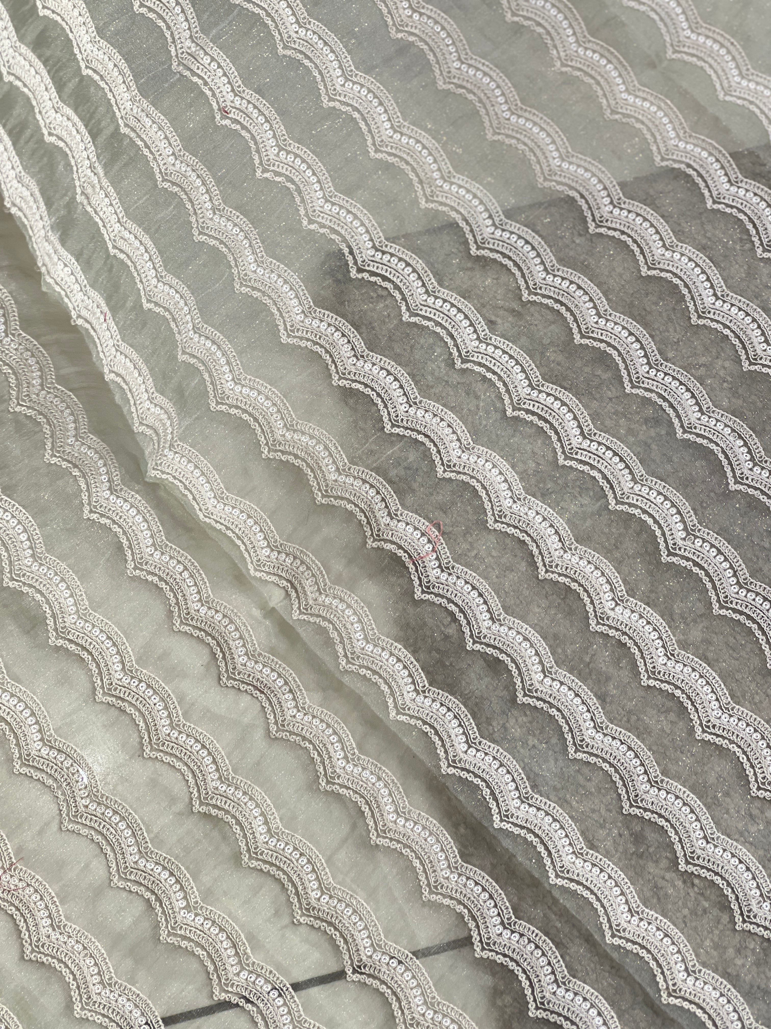 Machine Embroidery Detailed Crushed Shimmer Organza Saree | BLD2002