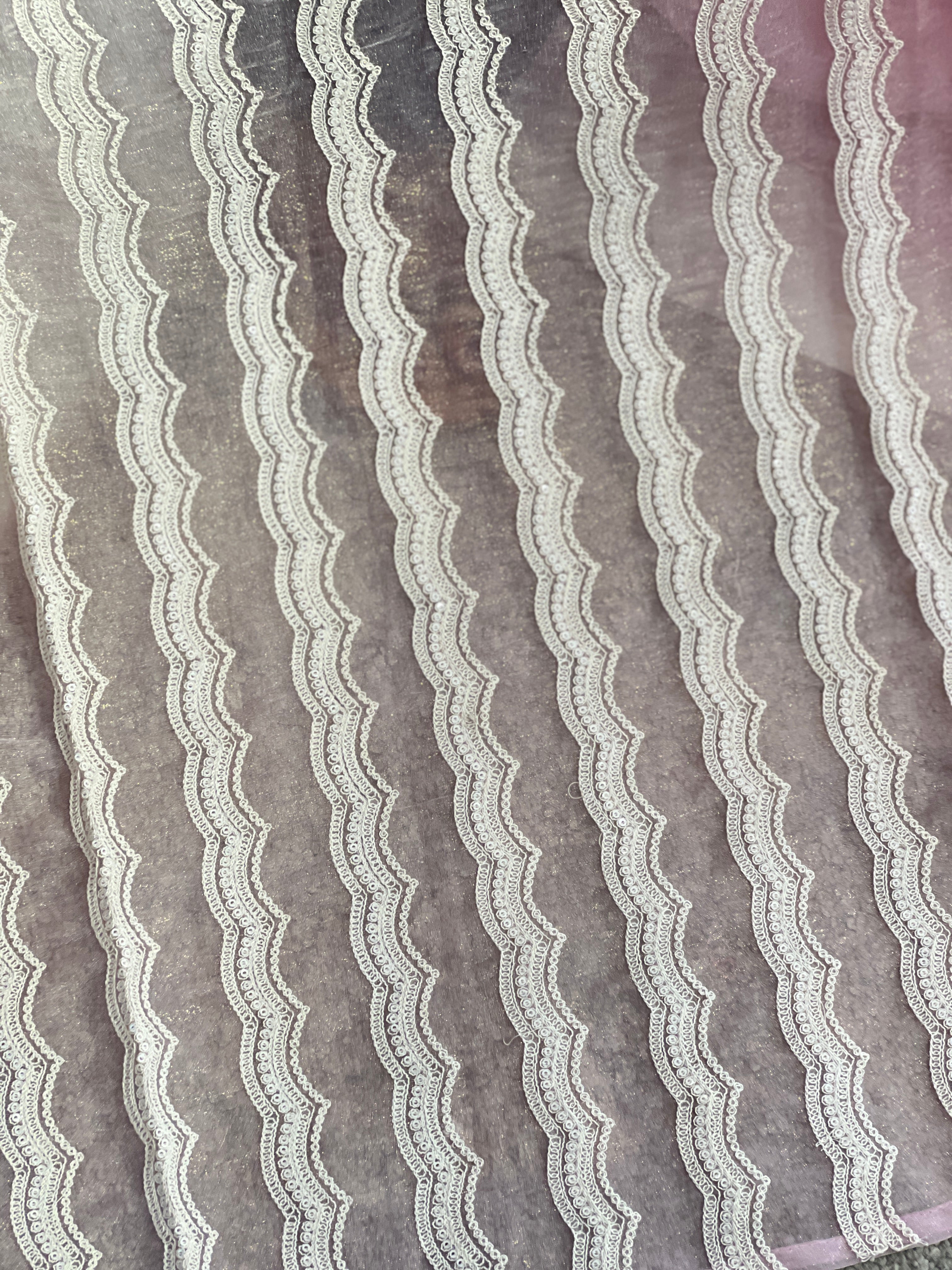 Machine Embroidery Detailed Crushed Shimmer Organza Saree | BLD2003