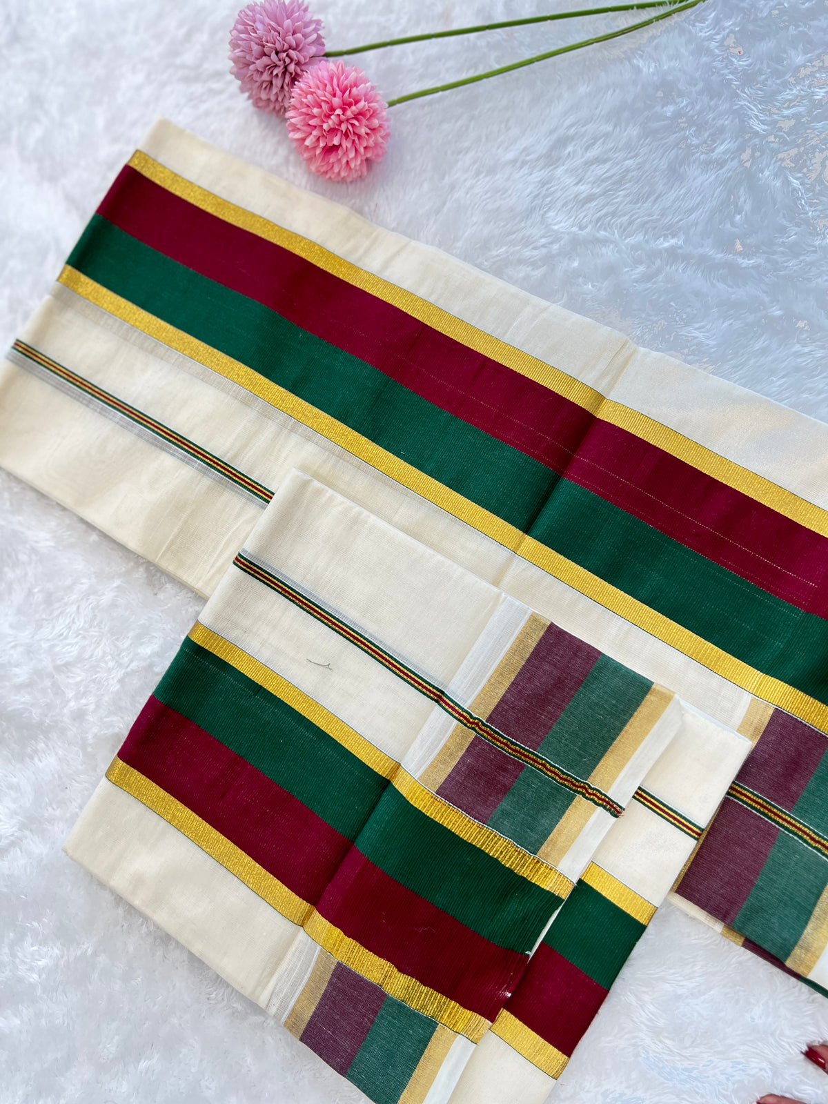 Kara Pattern Border Kerala Cotton Set Mundu | PMCT122