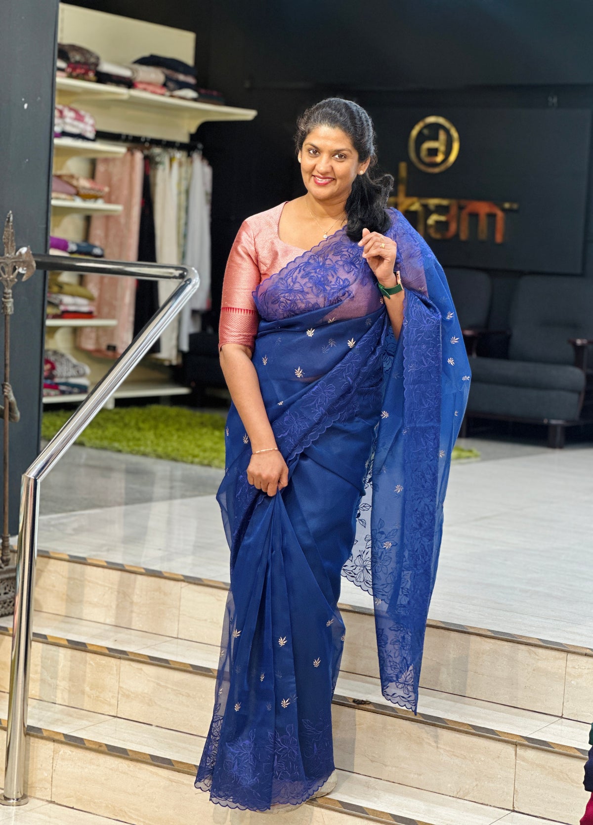 Floral Embroidered Organza Saree  | ZSS534
