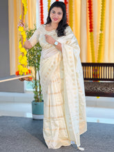 Polka Dot & Line Weaving Patterned Semi Silk Saree | HT213