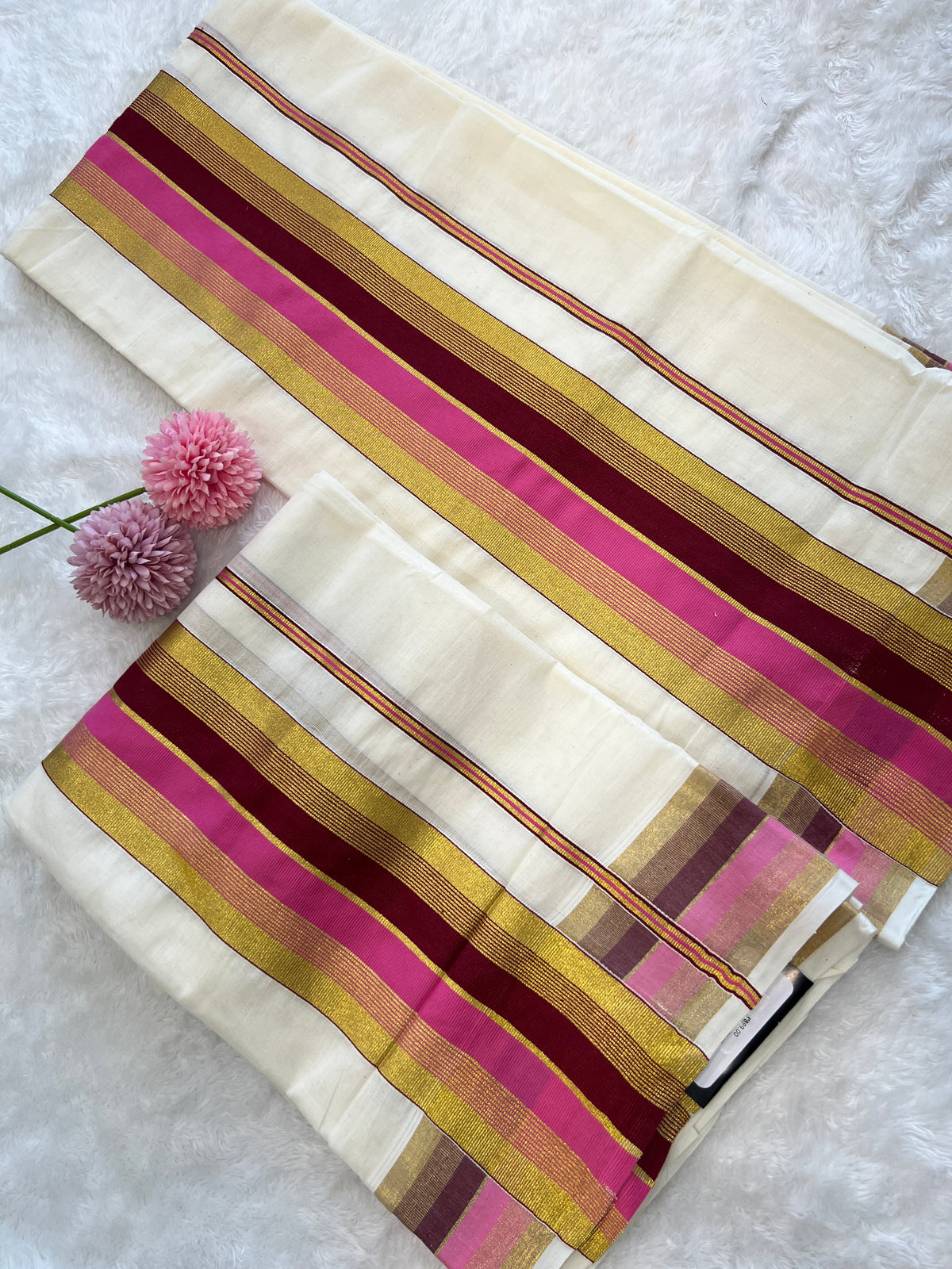Kara Pattern Border Kerala Cotton Set Mundu | PMCT121