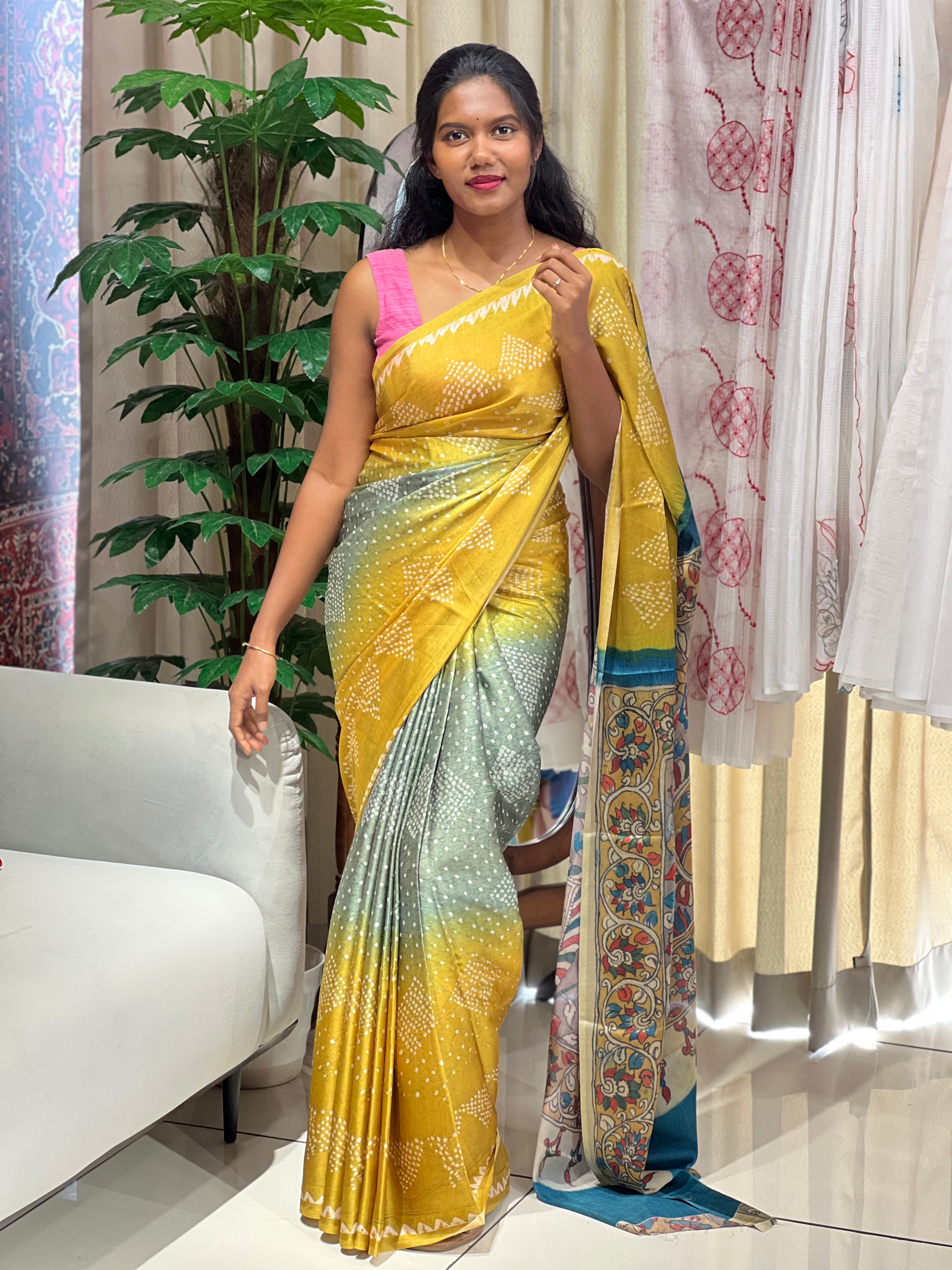 Bandhani Printed Semi Modal Saree | SSN458