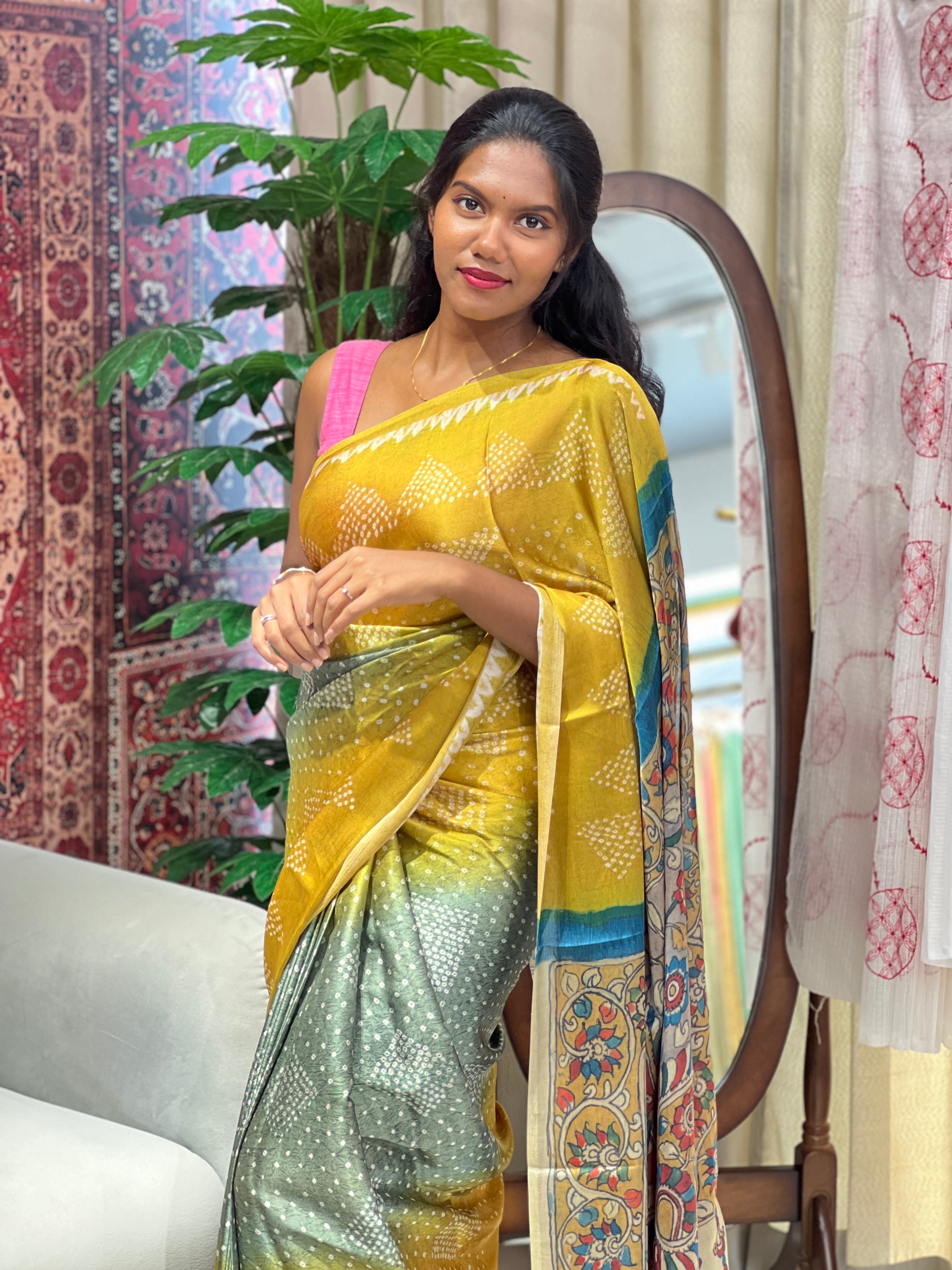 Bandhani Printed Semi Modal Saree | SSN458