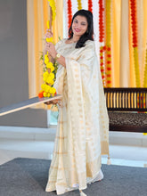 Polka Dot & Line Weaving Patterned Semi Silk Saree | HT213