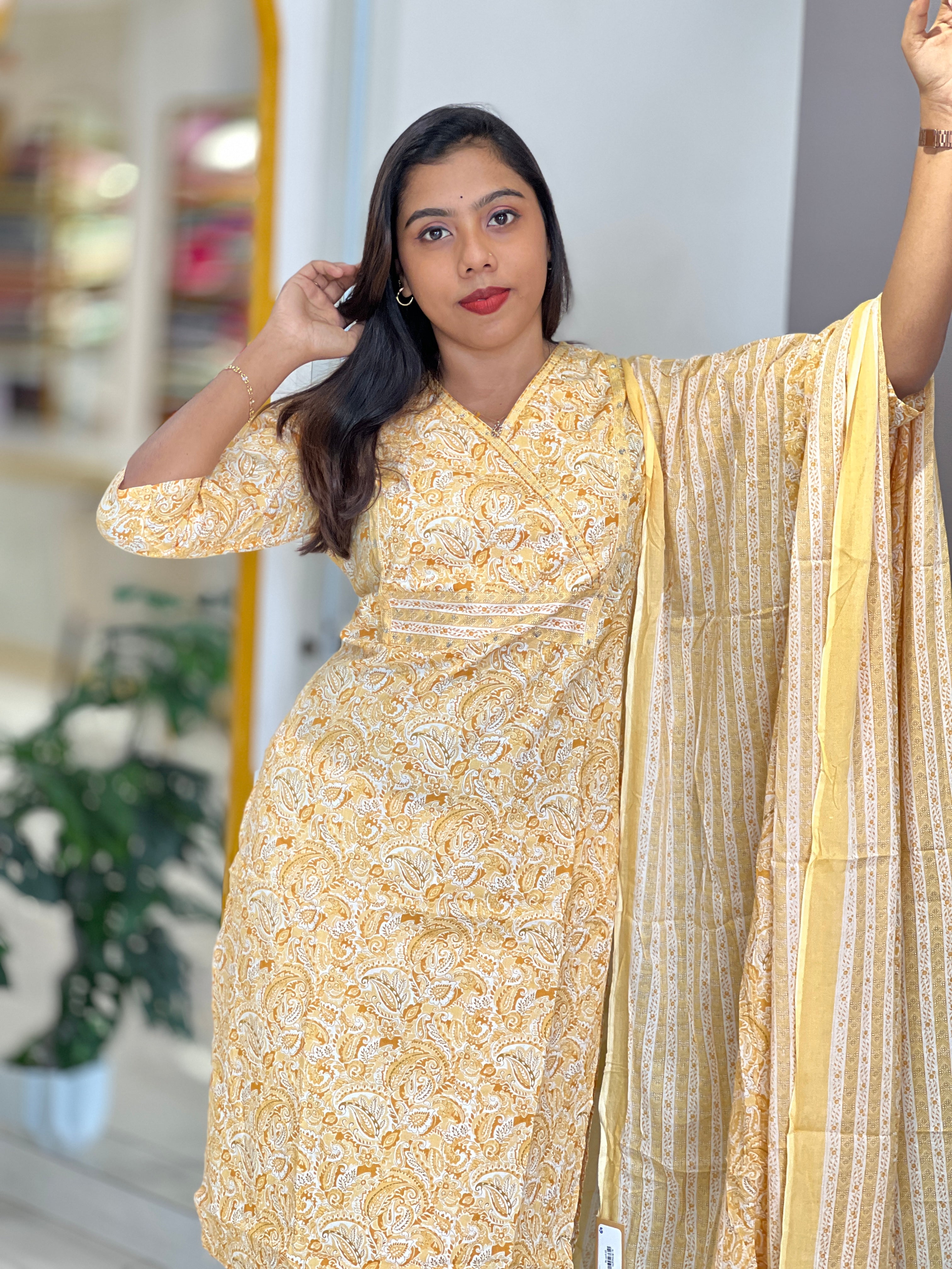 Paisley Printed Cotton Kurta Set | NCF340
