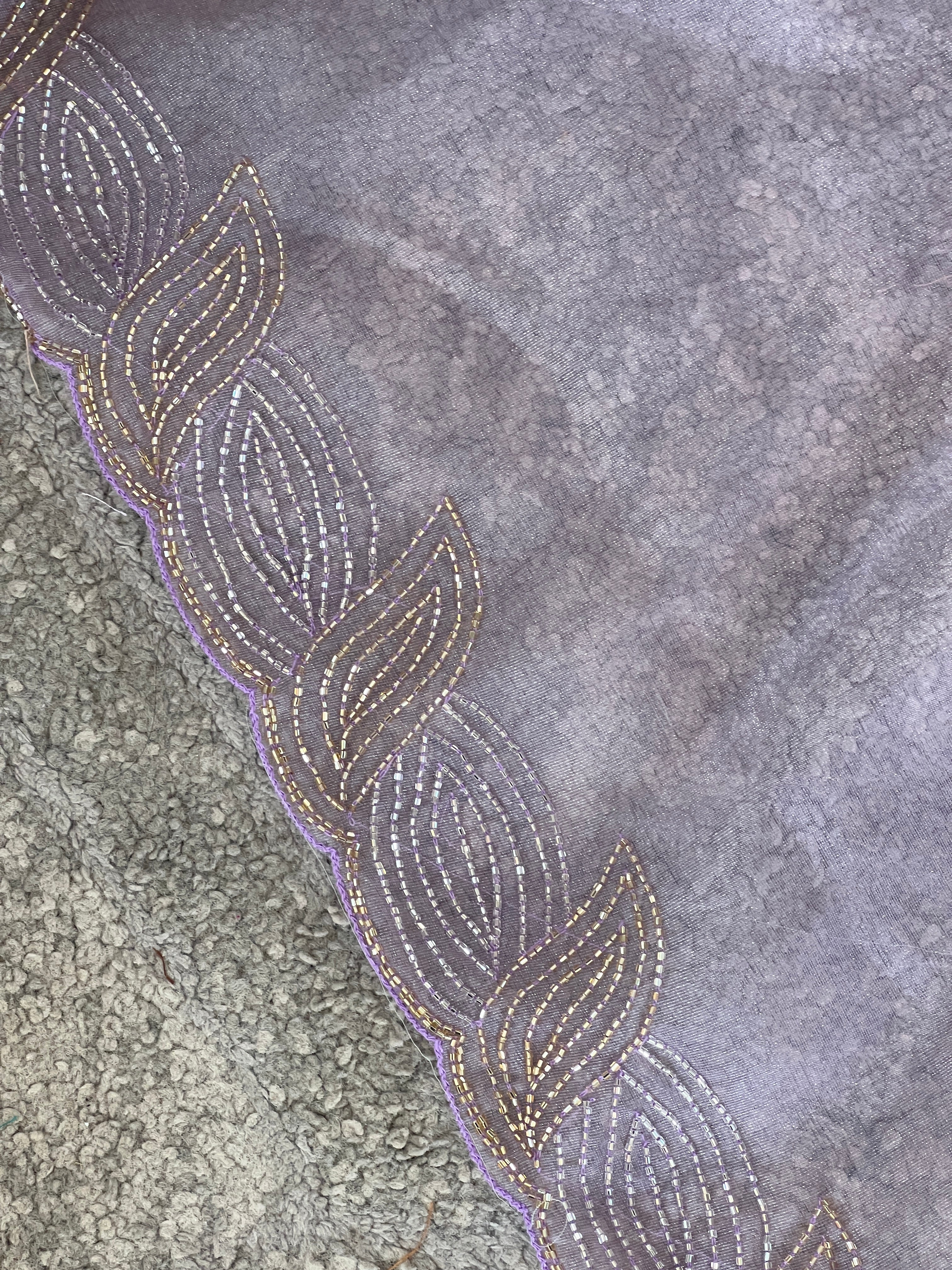 Embroidery Pattern Shimmer  Organza Saree | SBP793