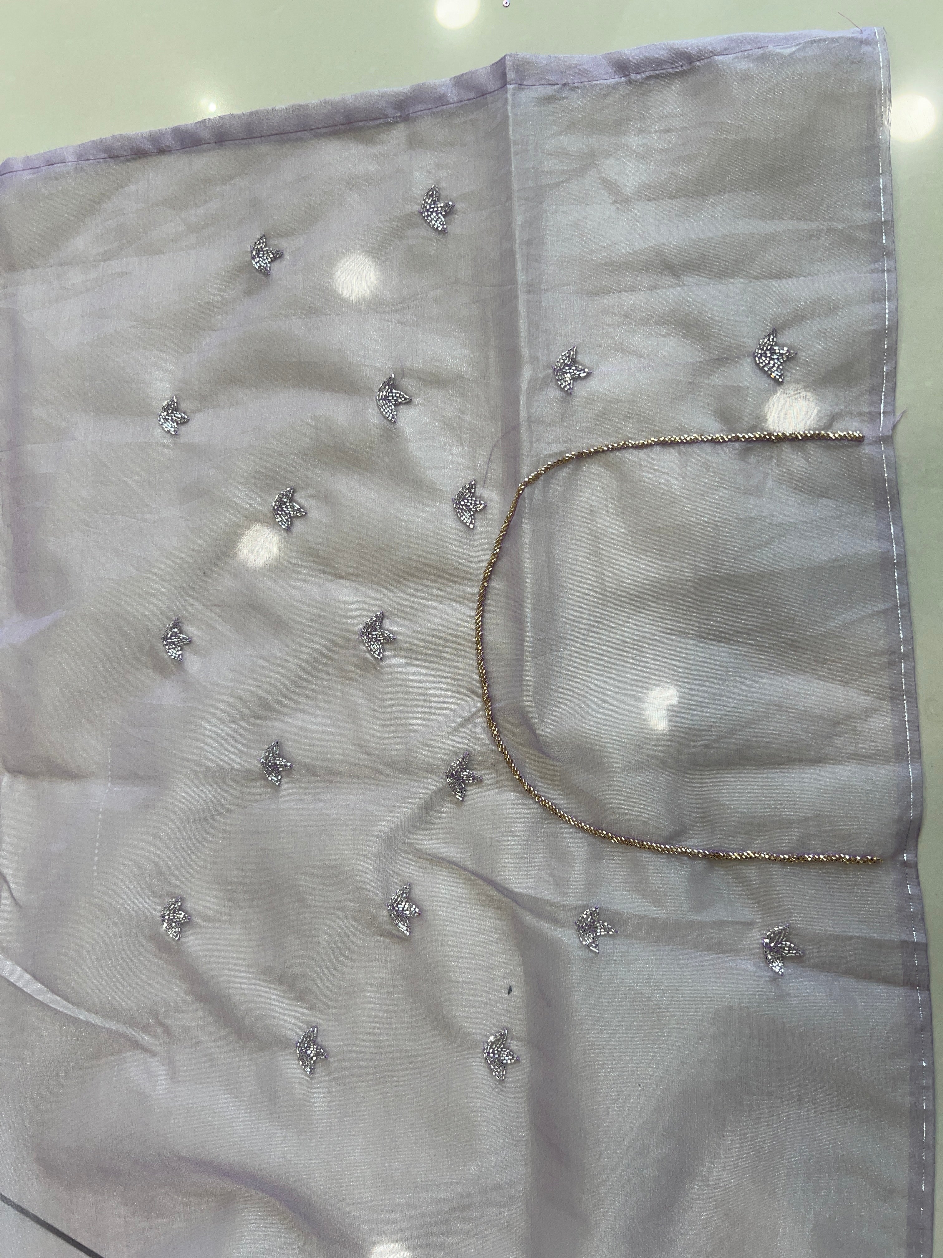 Embroidery Pattern Shimmer  Organza Saree | SBP793