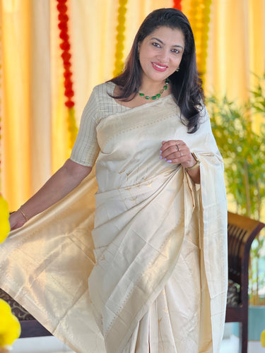 Traditional Jacquard Weaved Semi Silk Saree | HT215