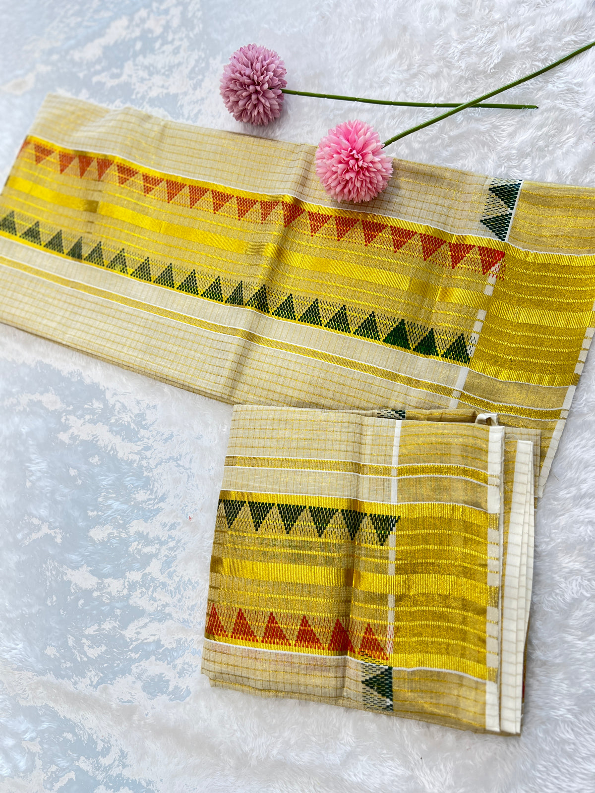 Temple Border Pattern Kerala Cotton Set Mundu | PMCT142