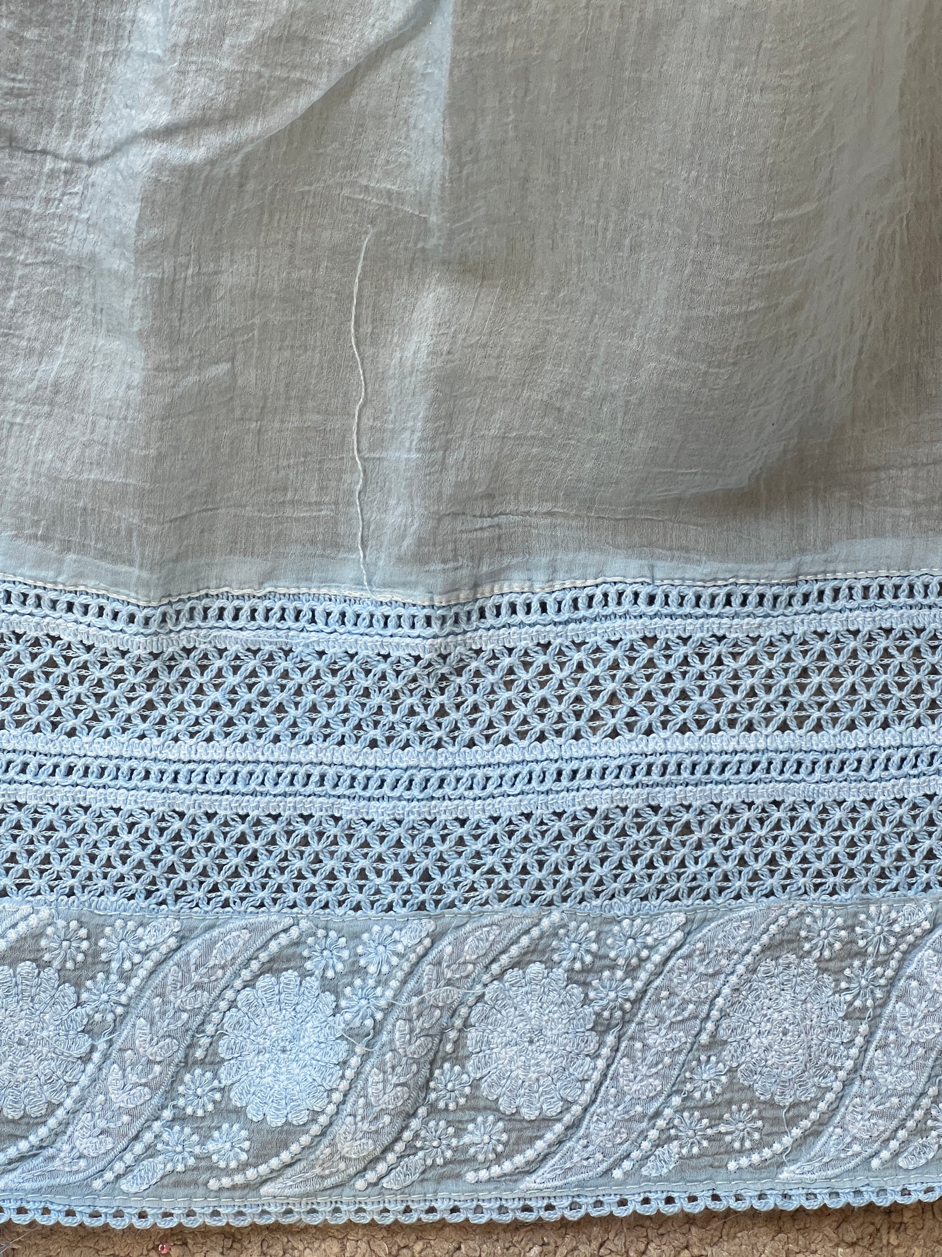 Lucknowi Inspired Embroidery Detailed Mul Cotton Saree | MM424