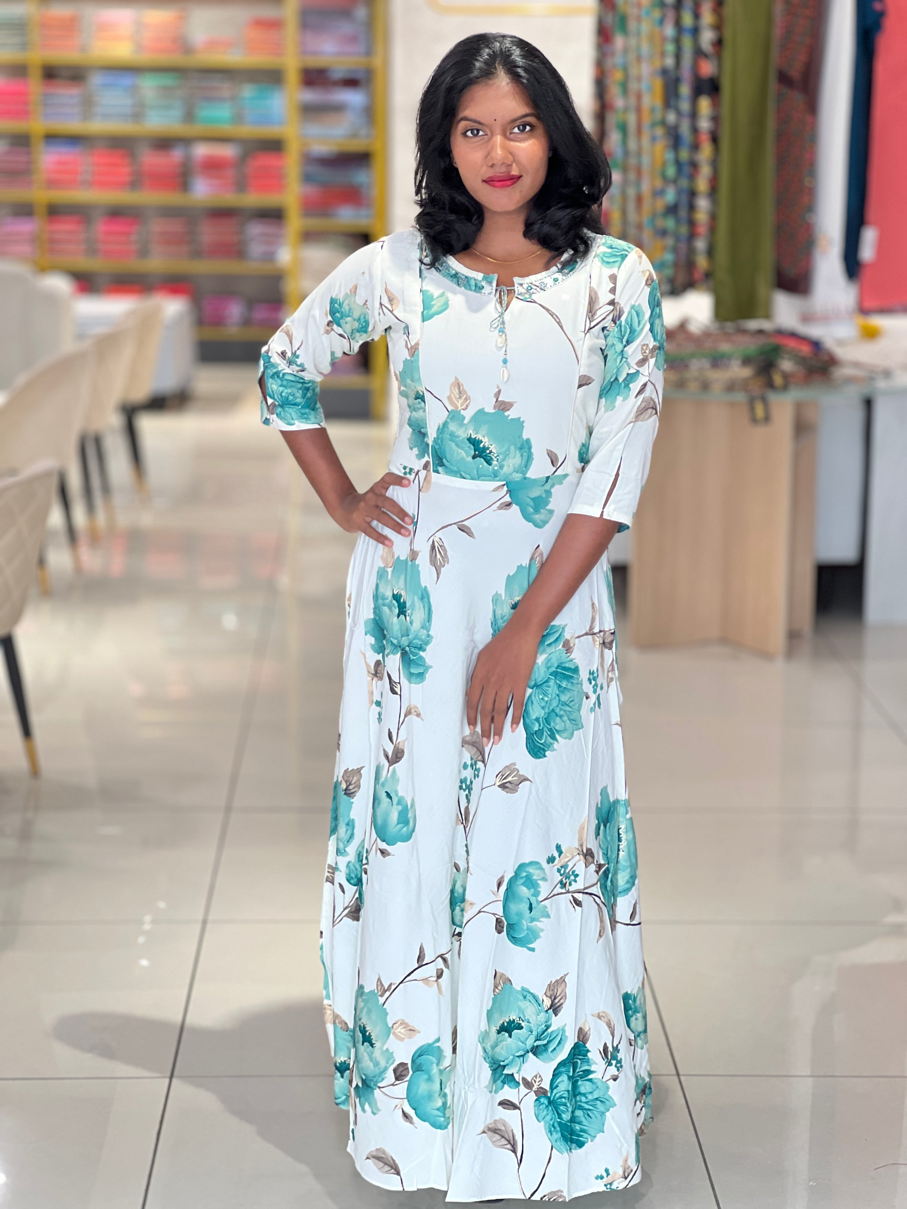 Digital Print With Sequence Highlighted Rayon Finish Kurta | FW296