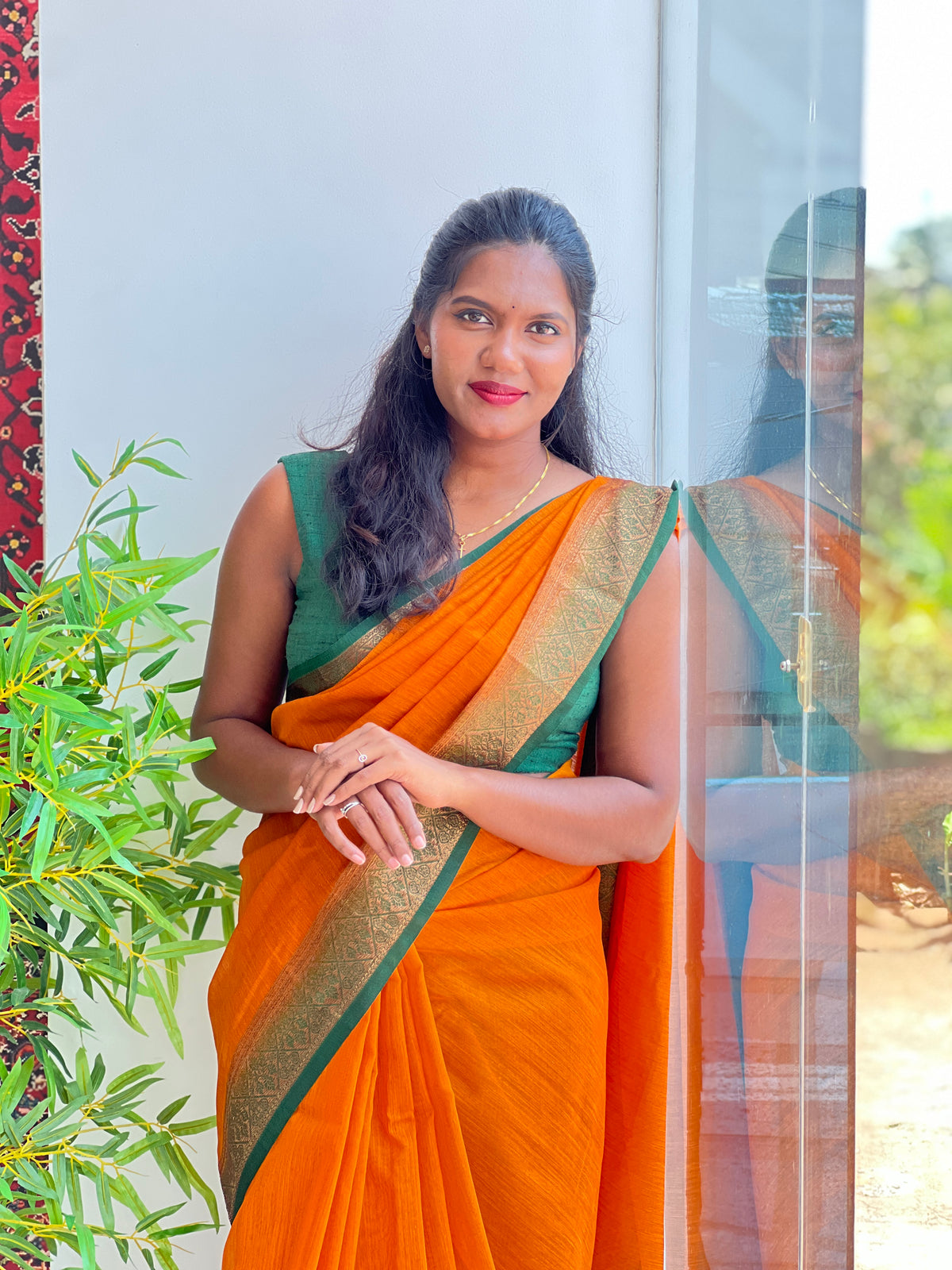 Golden Zari Weaved Border Pattern Cotton Silk Saree | YNG1317