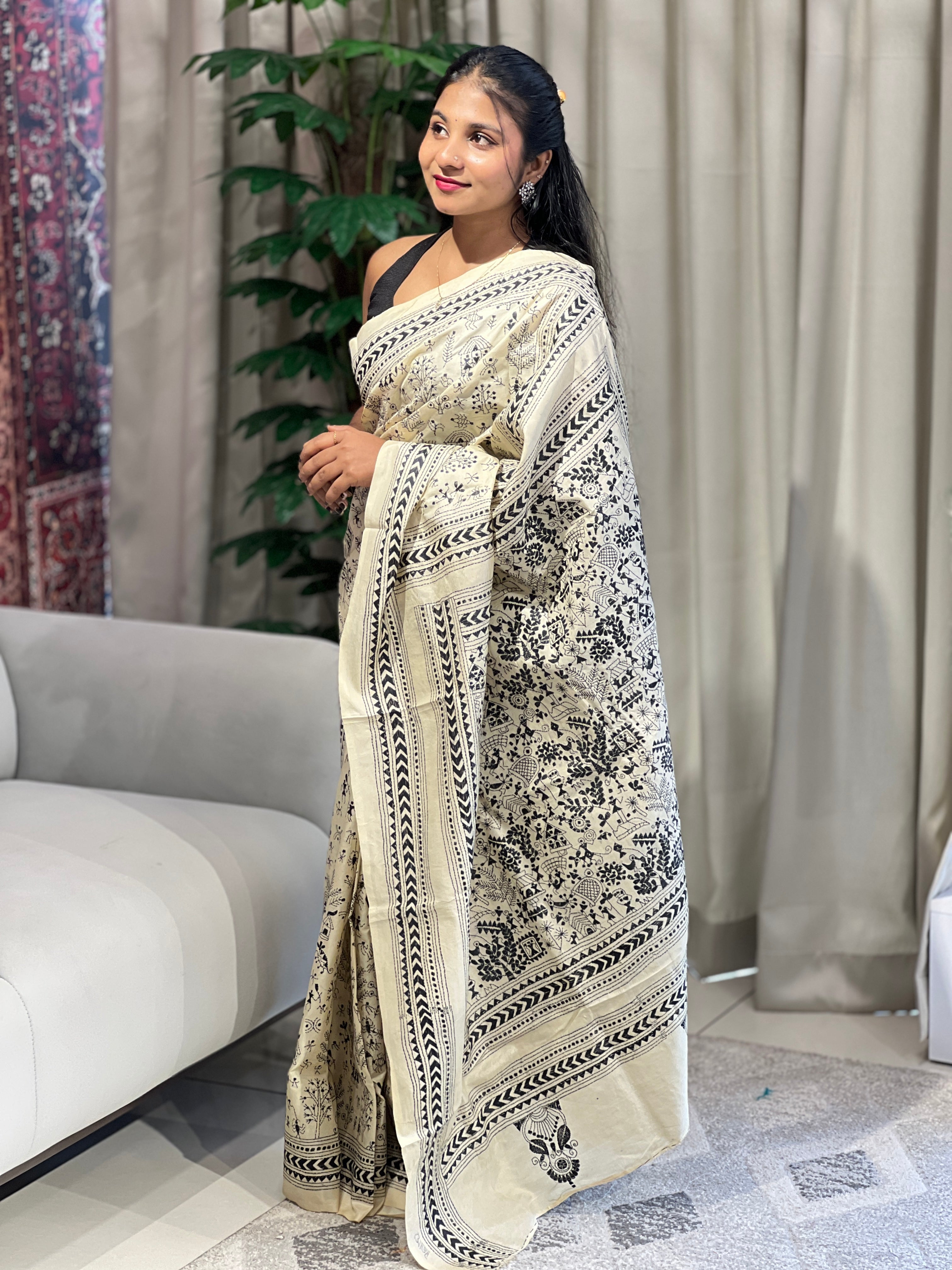 Hand Kantha Embroidered Tussar Saree | AYD154