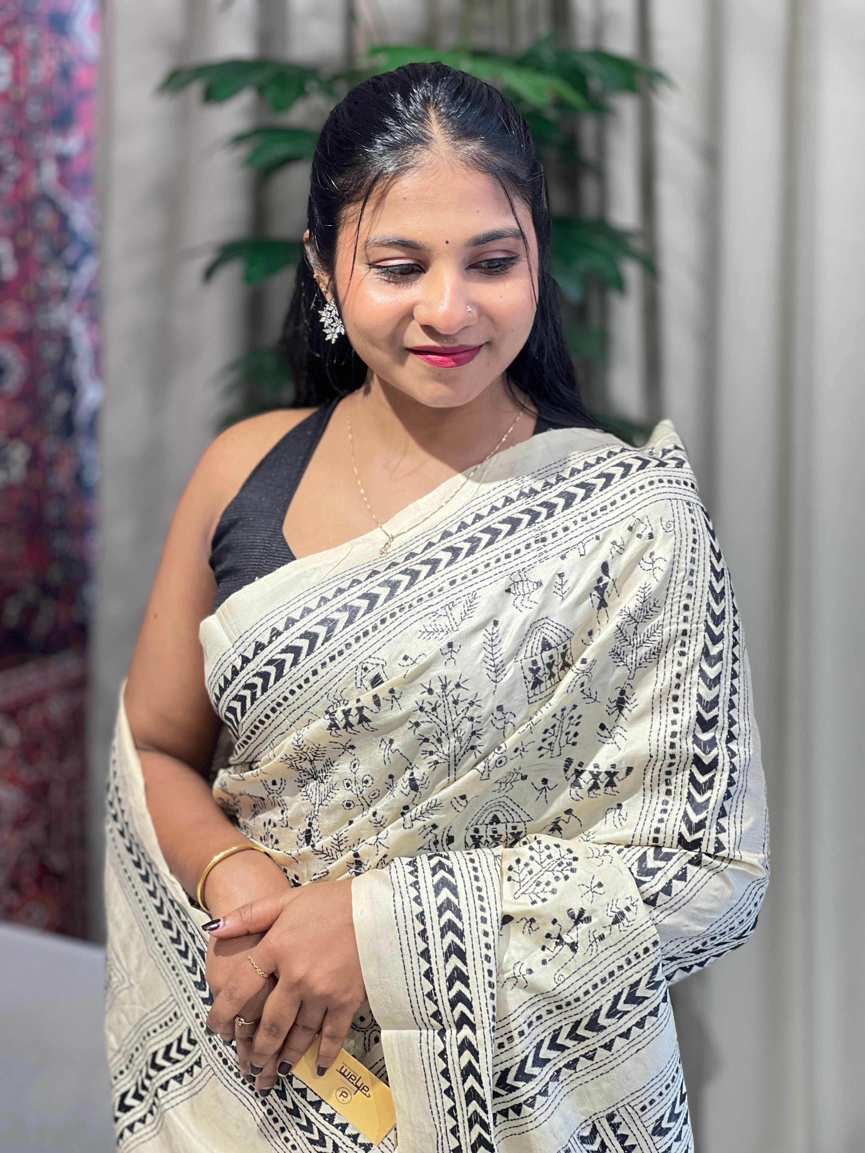 Hand Kantha Embroidered Tussar Saree | AYD154