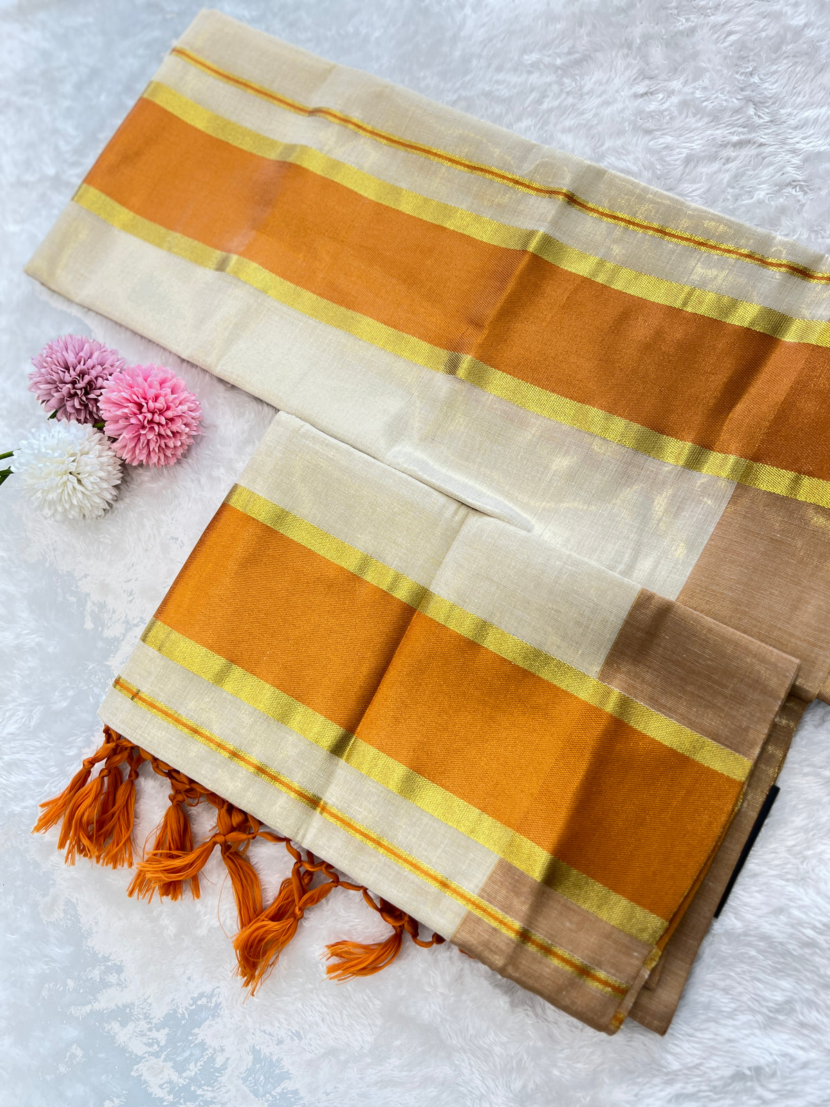 Golden Kasavu Kerala Cotton Set Mundu | PMCT143