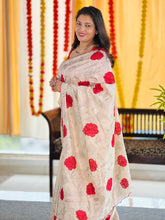 Digital Print With Applique Detailed Semi Tussar Saree | HT208