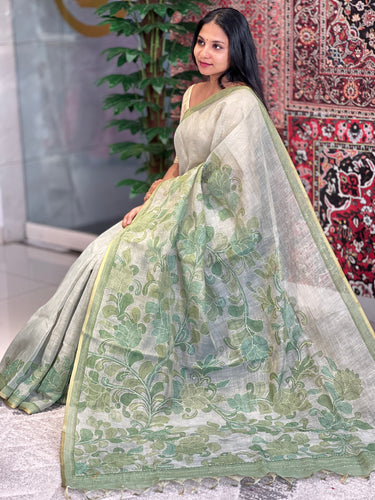 Floral Digital Printed Tissue Linen Saree | KSD302