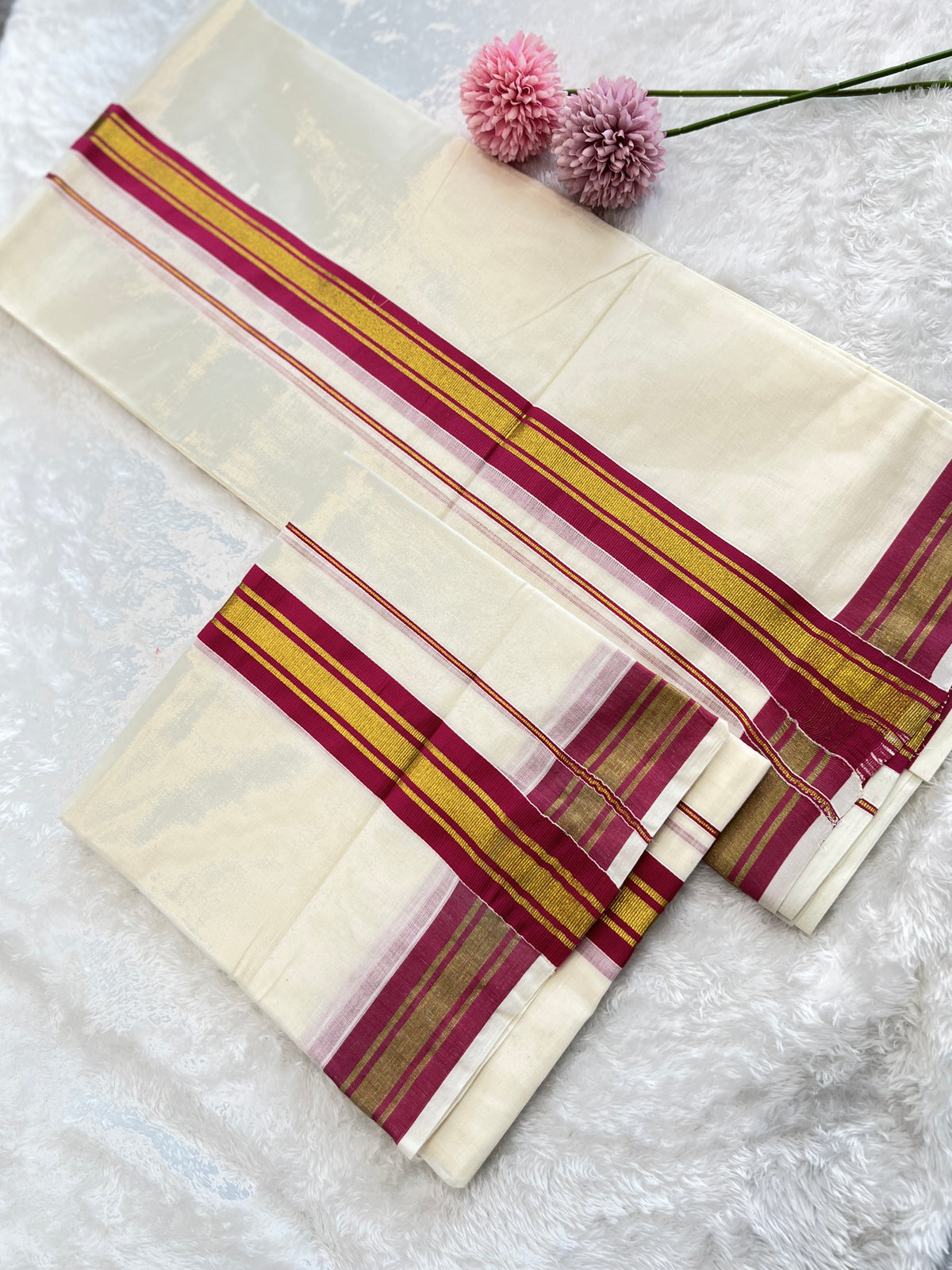 Kara Pattern Border Kerala Cotton Set Mundu | PMCT134
