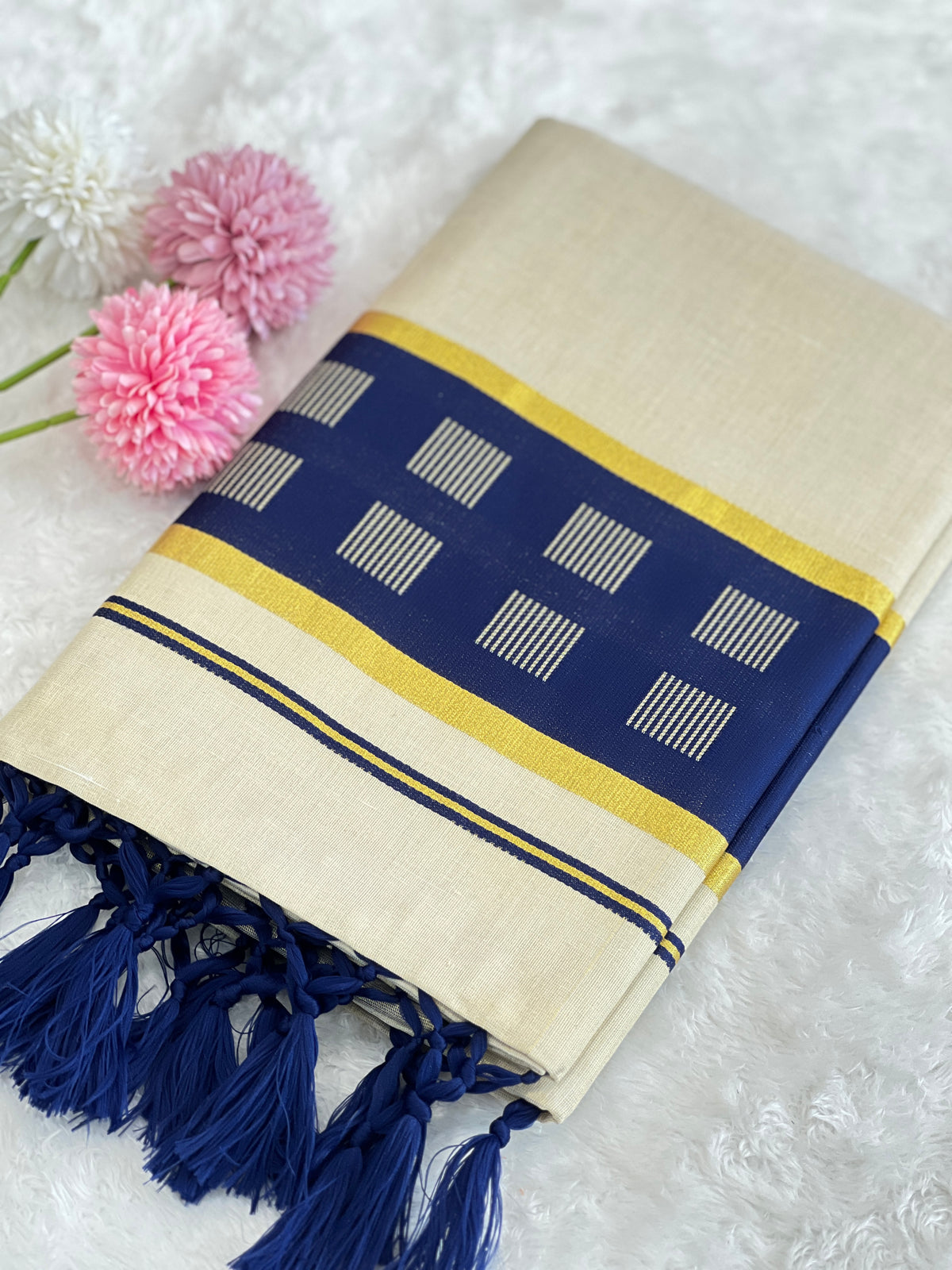Traditional Khatam Pattern Kerala Cotton Saree | PMCT131