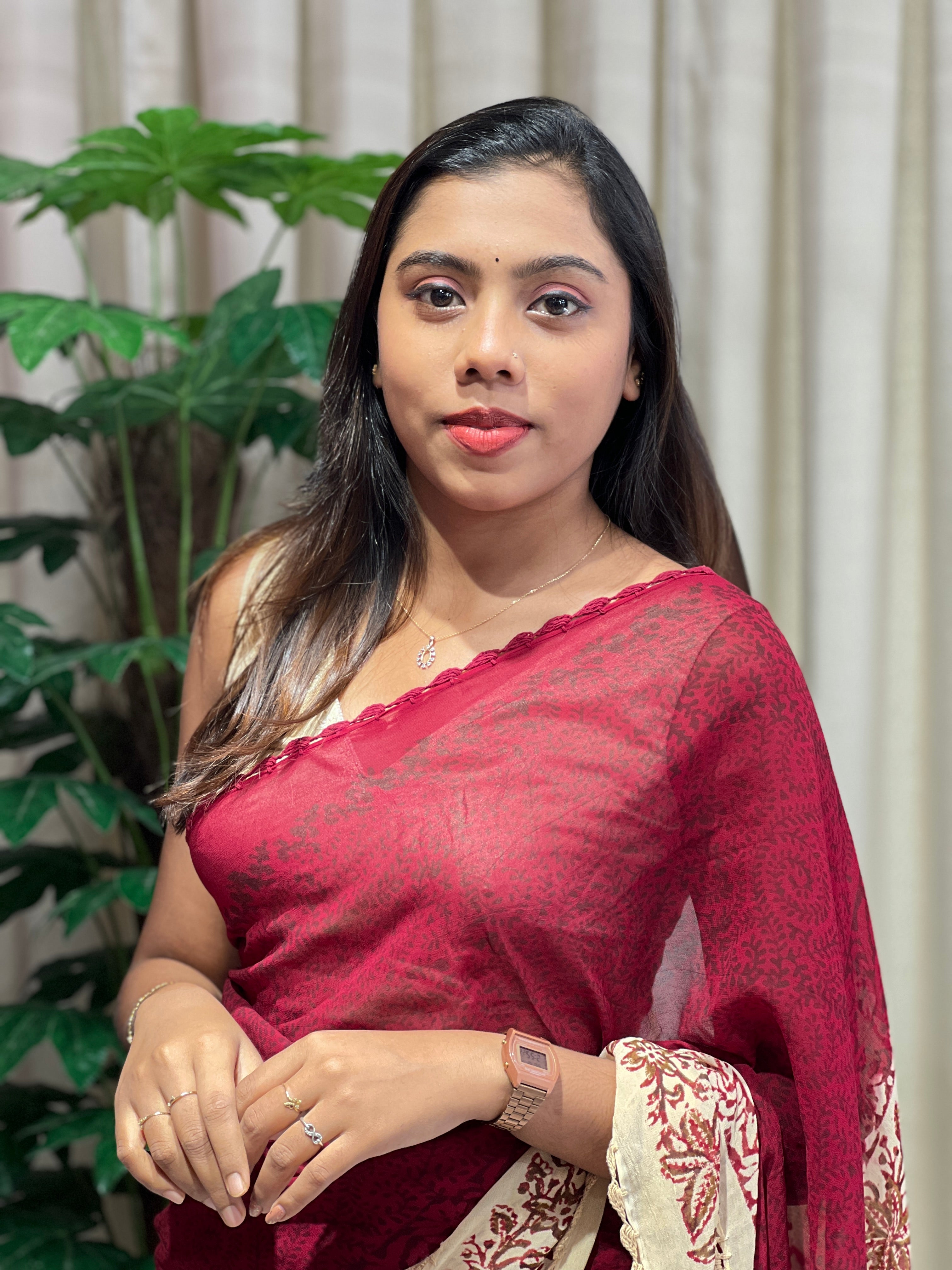 Hand Block Printed Georgette Saree | SF1421