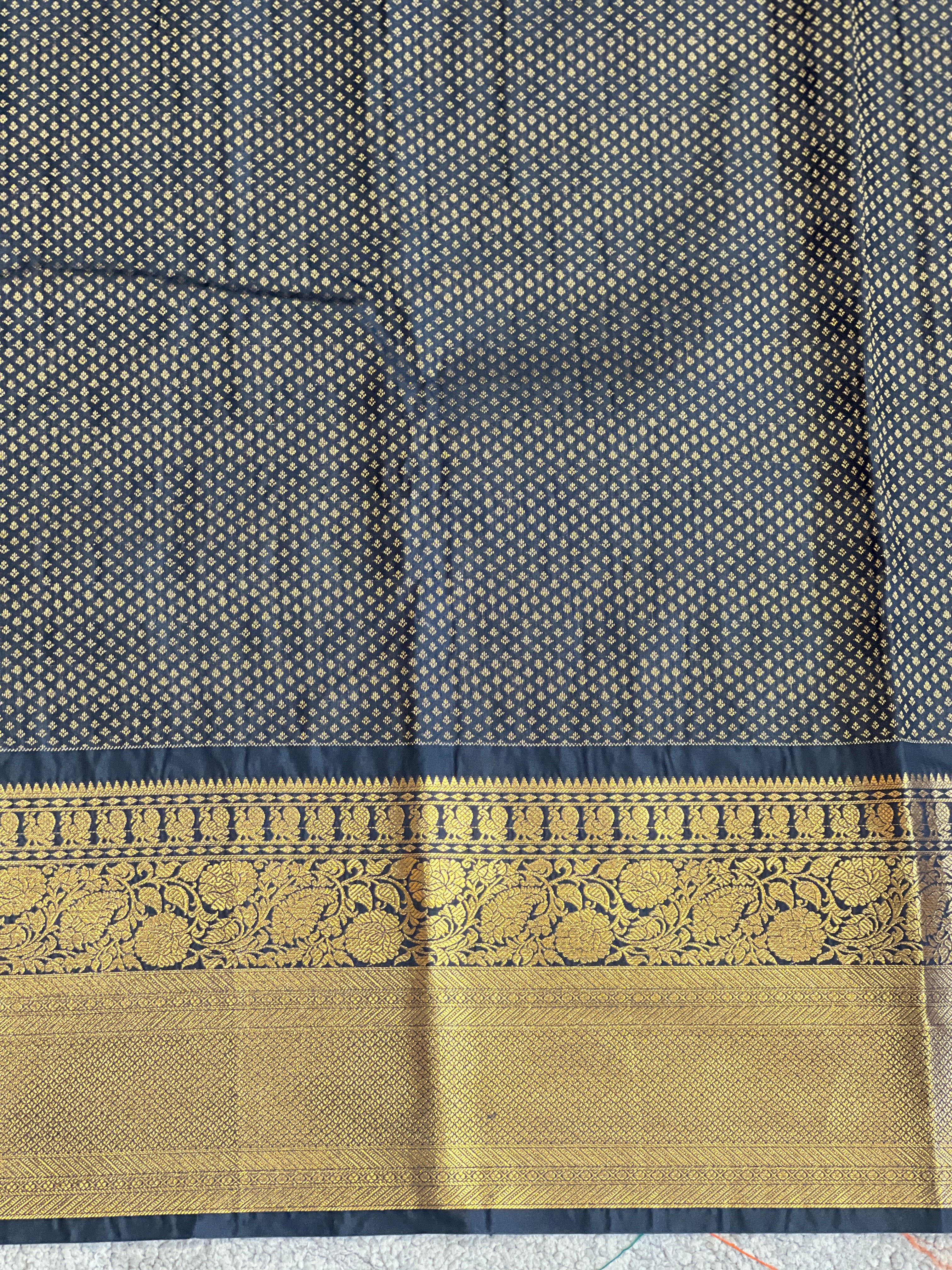Traditional Check Pattern Power Loom Soft Silk Saree | RVS176