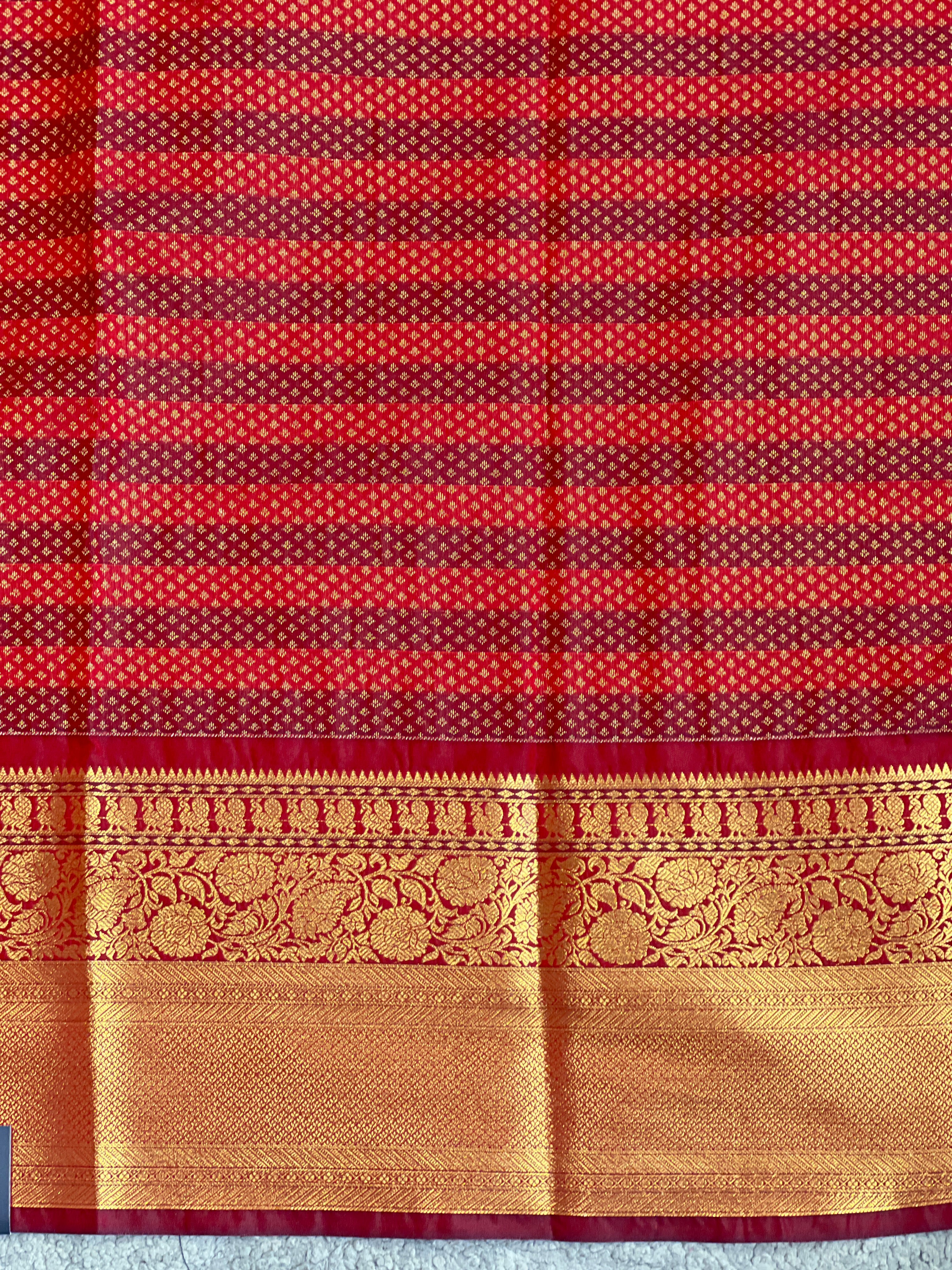 Traditional Check Pattern Power Loom Soft Silk Saree | RVS175