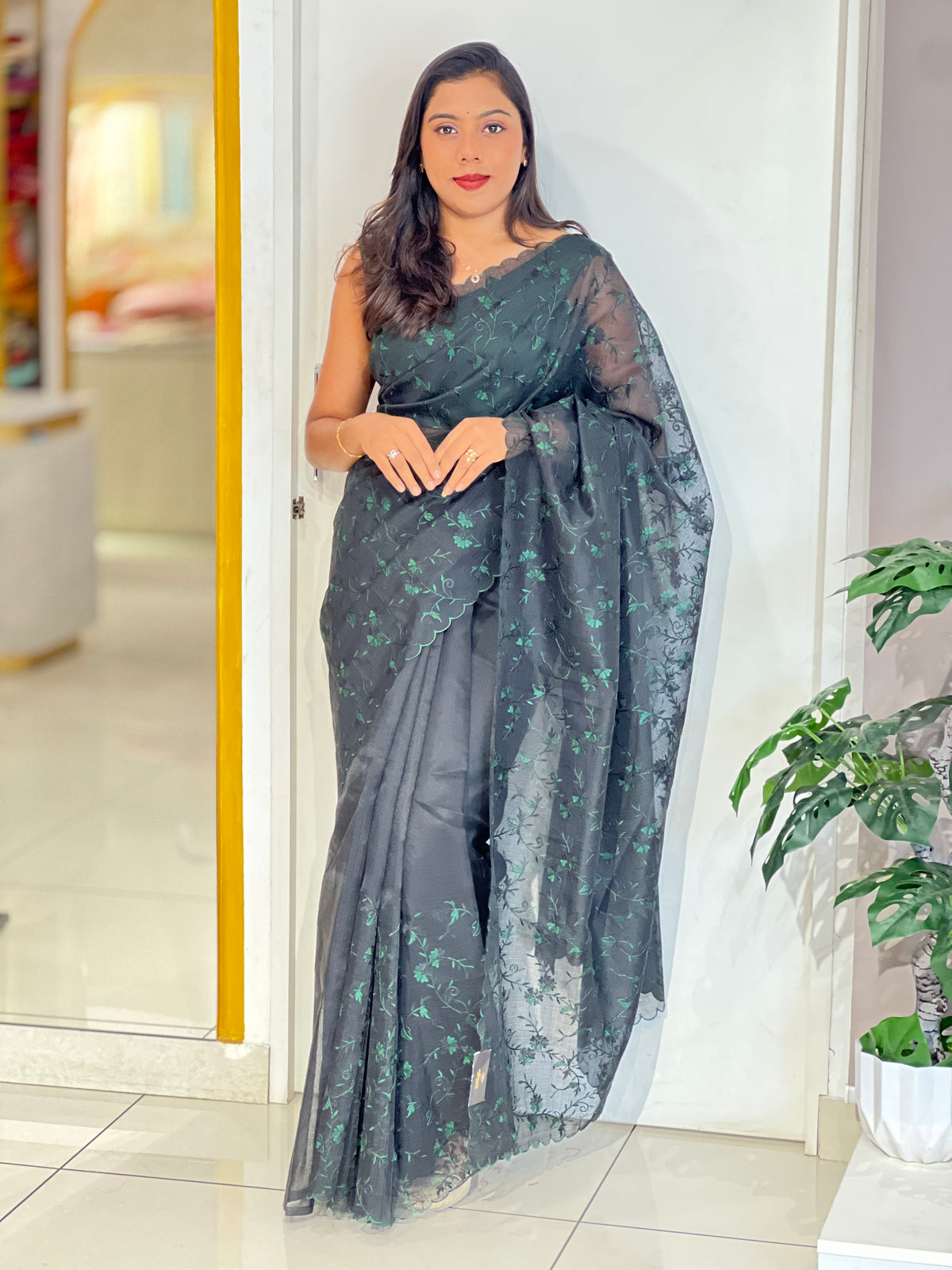 Machine Embroidery Silky Kota Saree | ZSS217