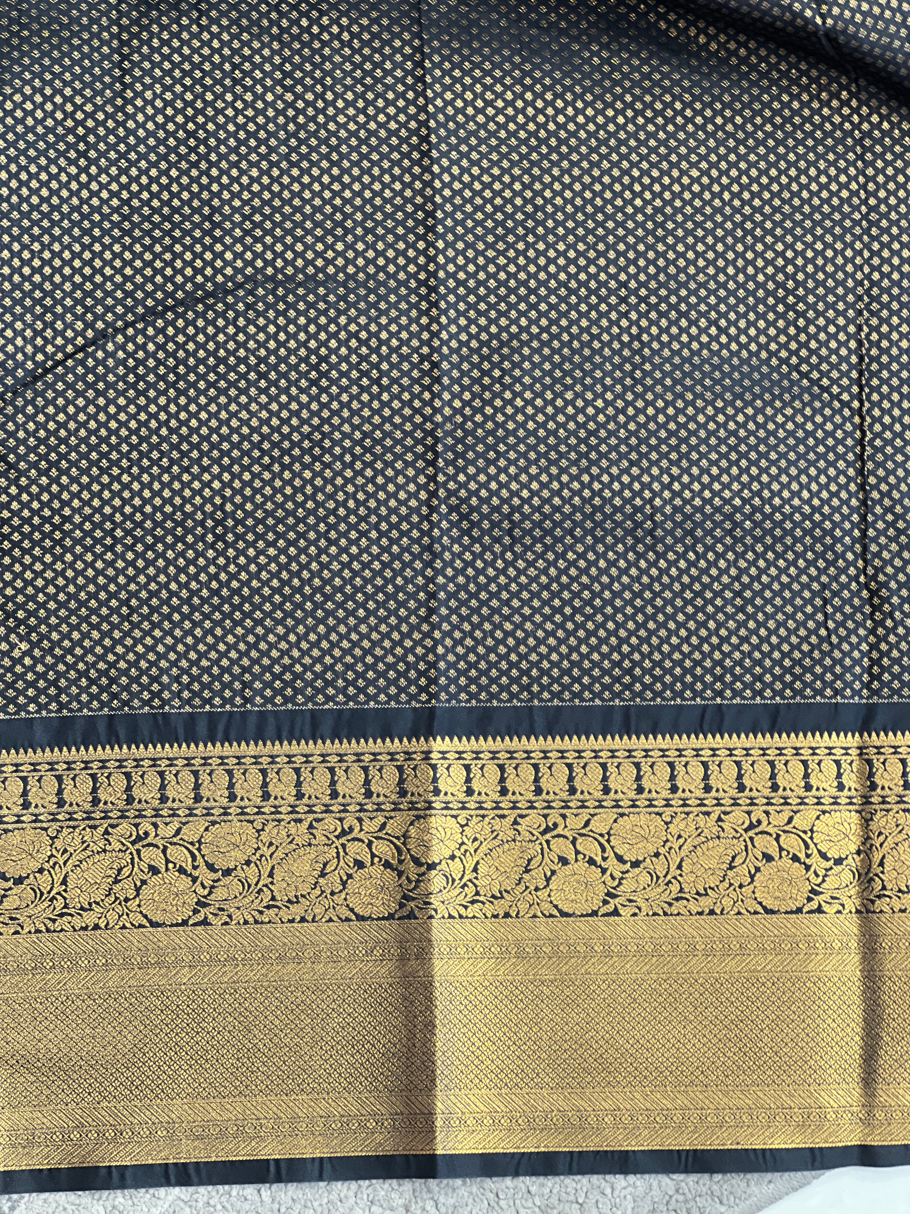 Traditional Check Pattern Power Loom Soft Silk Saree | RVS174