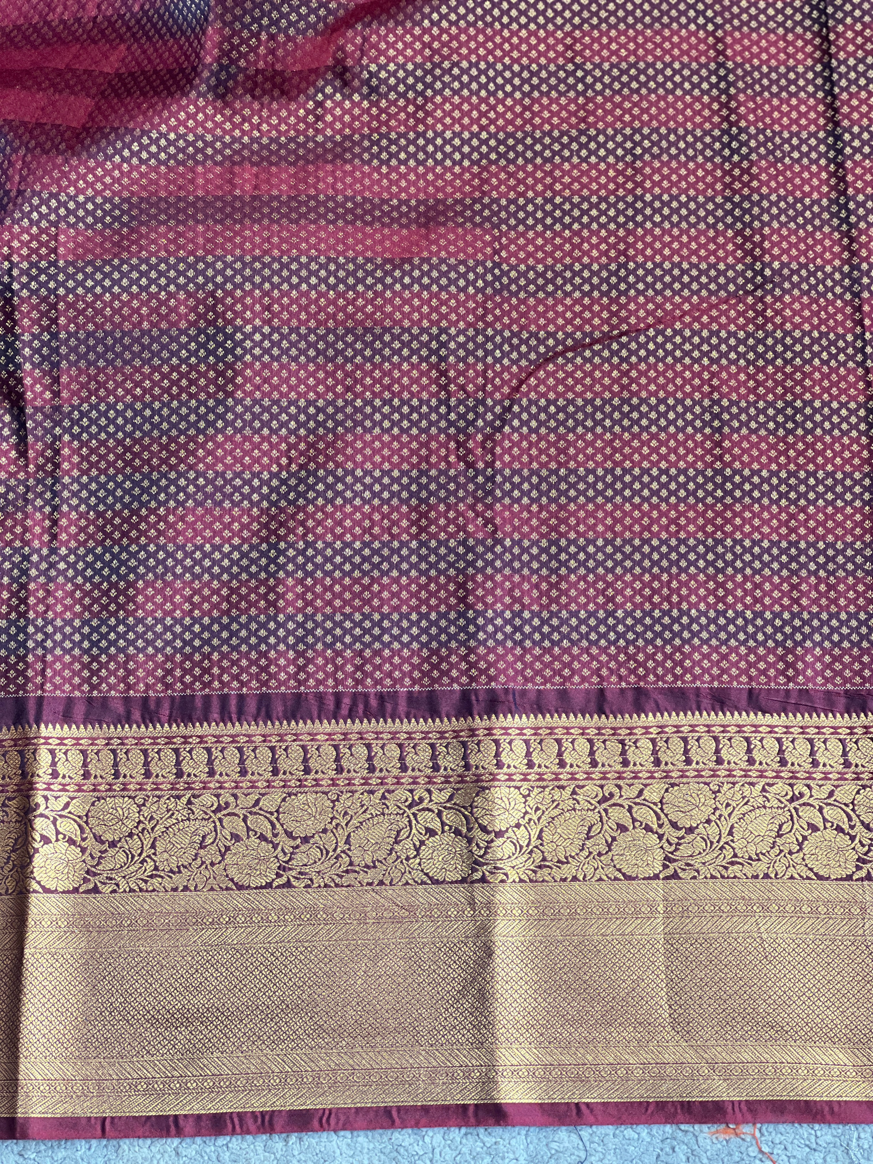 Traditional Check Pattern Power Loom Soft Silk Saree | RVS173