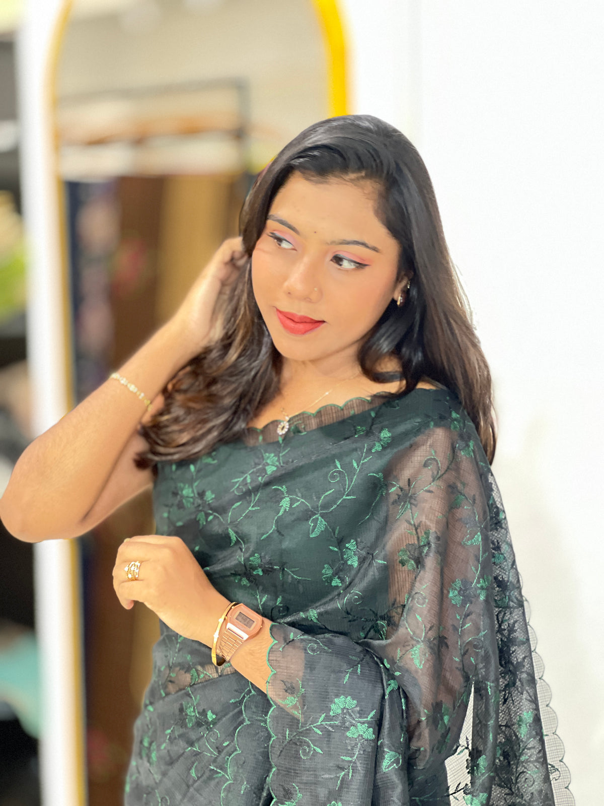 Machine Embroidery Silky Kota Saree | ZSS217