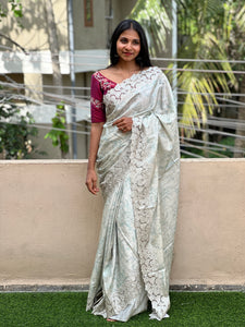 Cutwork & Printed Semi Silk Saree | LP131