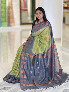 Copper Zari Weaved Shaded Linen Saree | NHH258