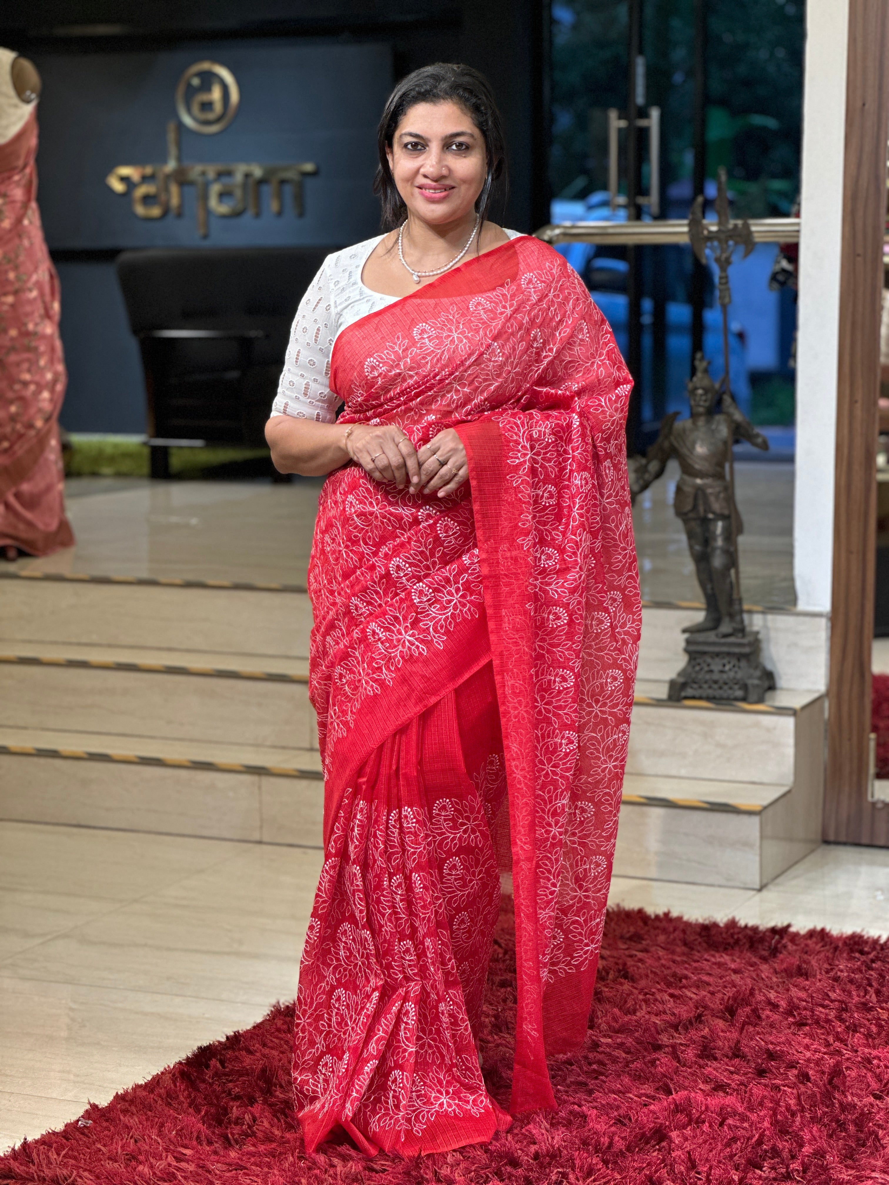 Floral Embroidery Silky Kota Saree | NHH304